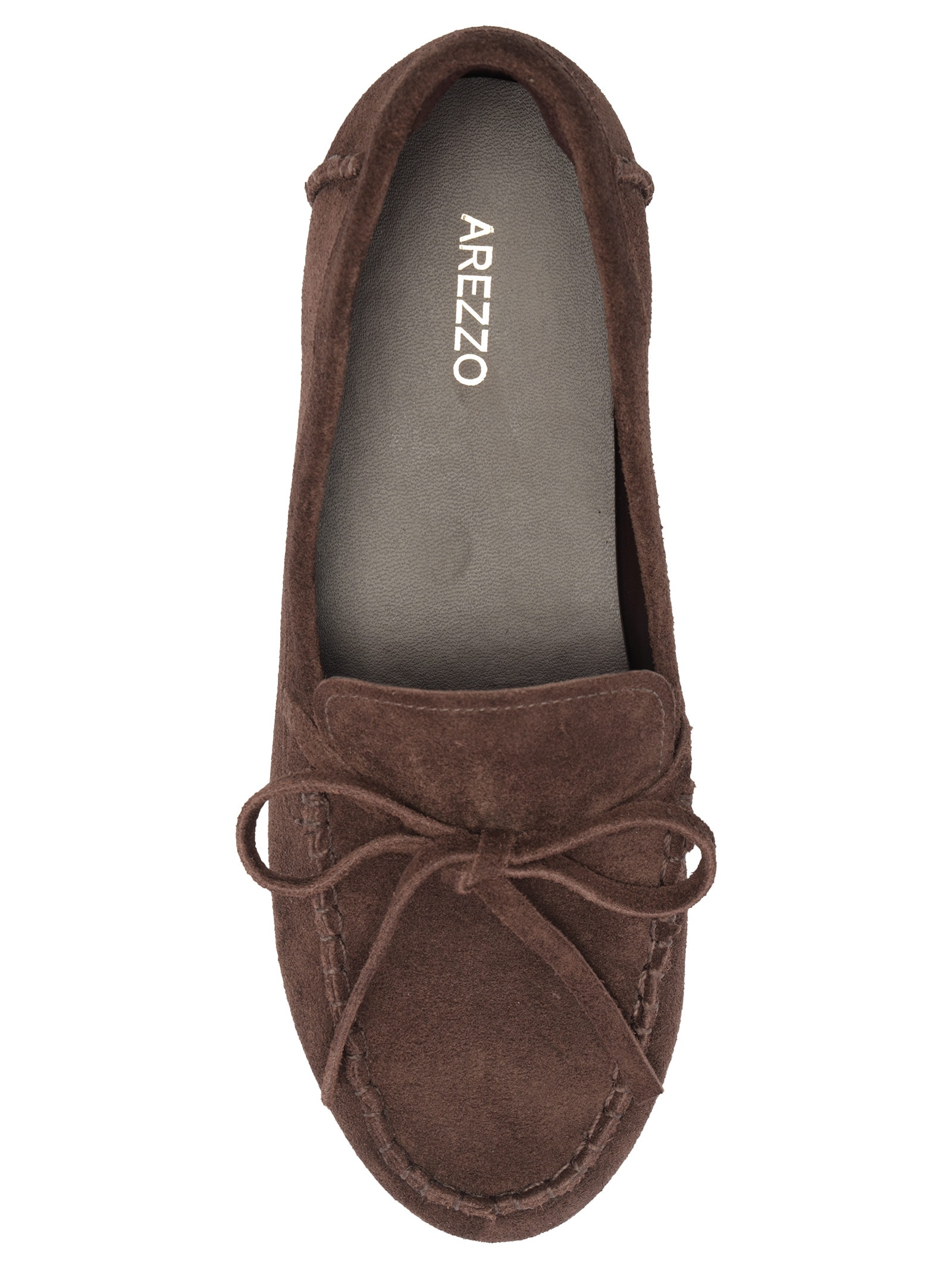 Mocassim Feminino Acamurçado Bico Redondo Lacinho – Marrom Arezzo