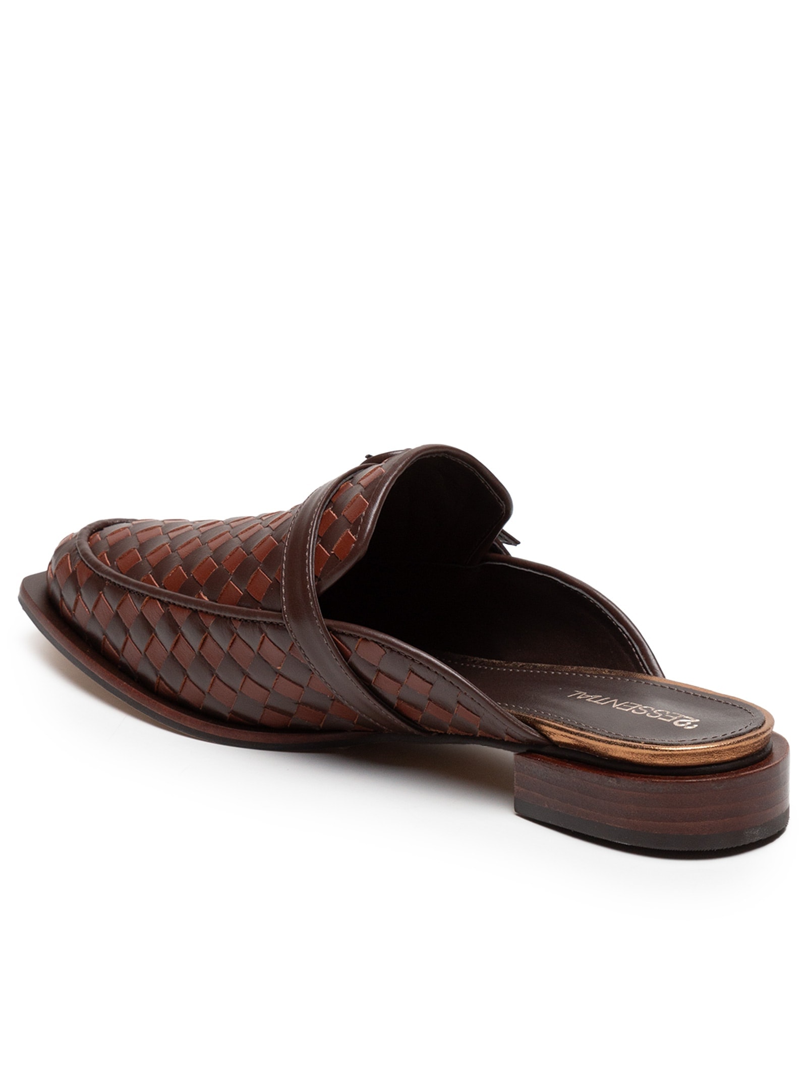 Mocassim Feminino Bicolor em Couro Marrom '2Essential