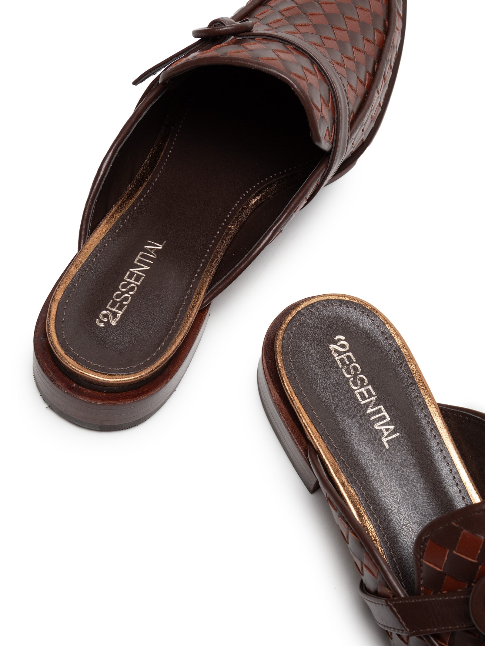 Mocassim Feminino Bicolor em Couro Marrom '2Essential