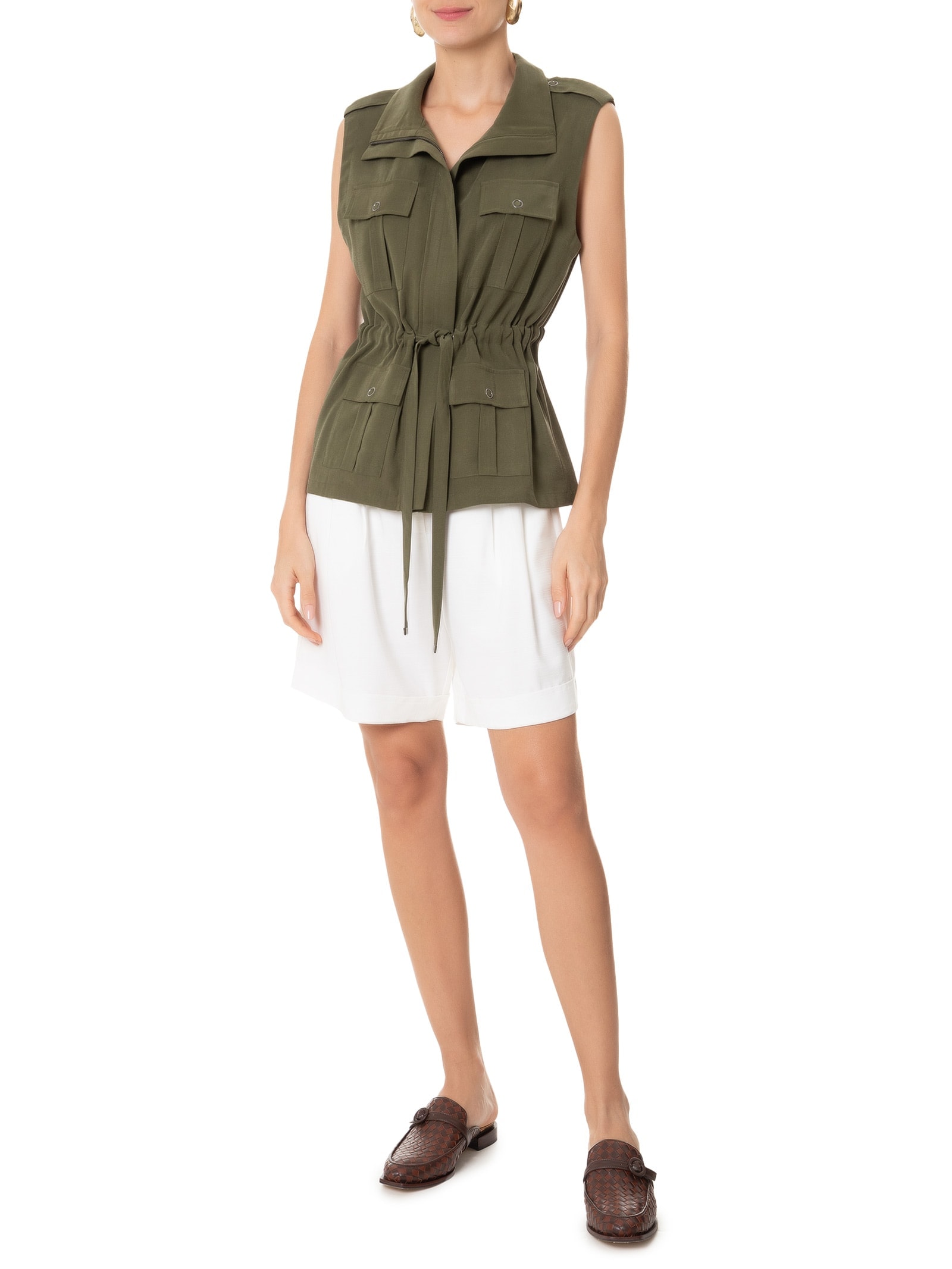 Mocassim Feminino Bicolor em Couro Marrom '2Essential