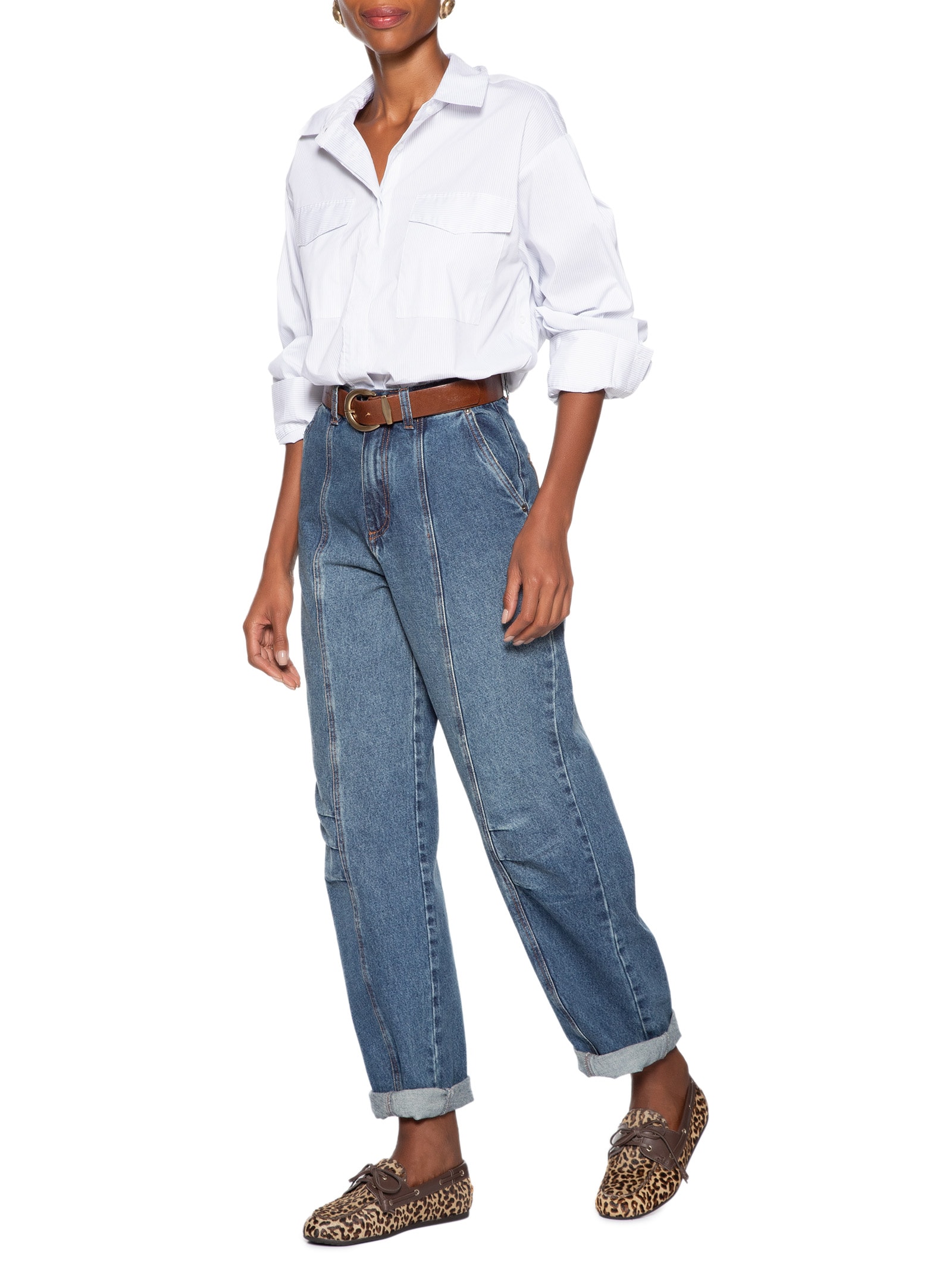 Mocassim Feminino Camurça Animal Print Arezzo