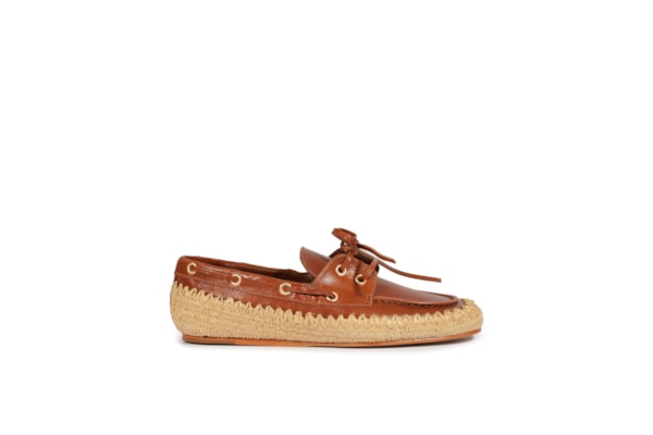 Mocassim Feminino Camurça Ráfia - Marrom