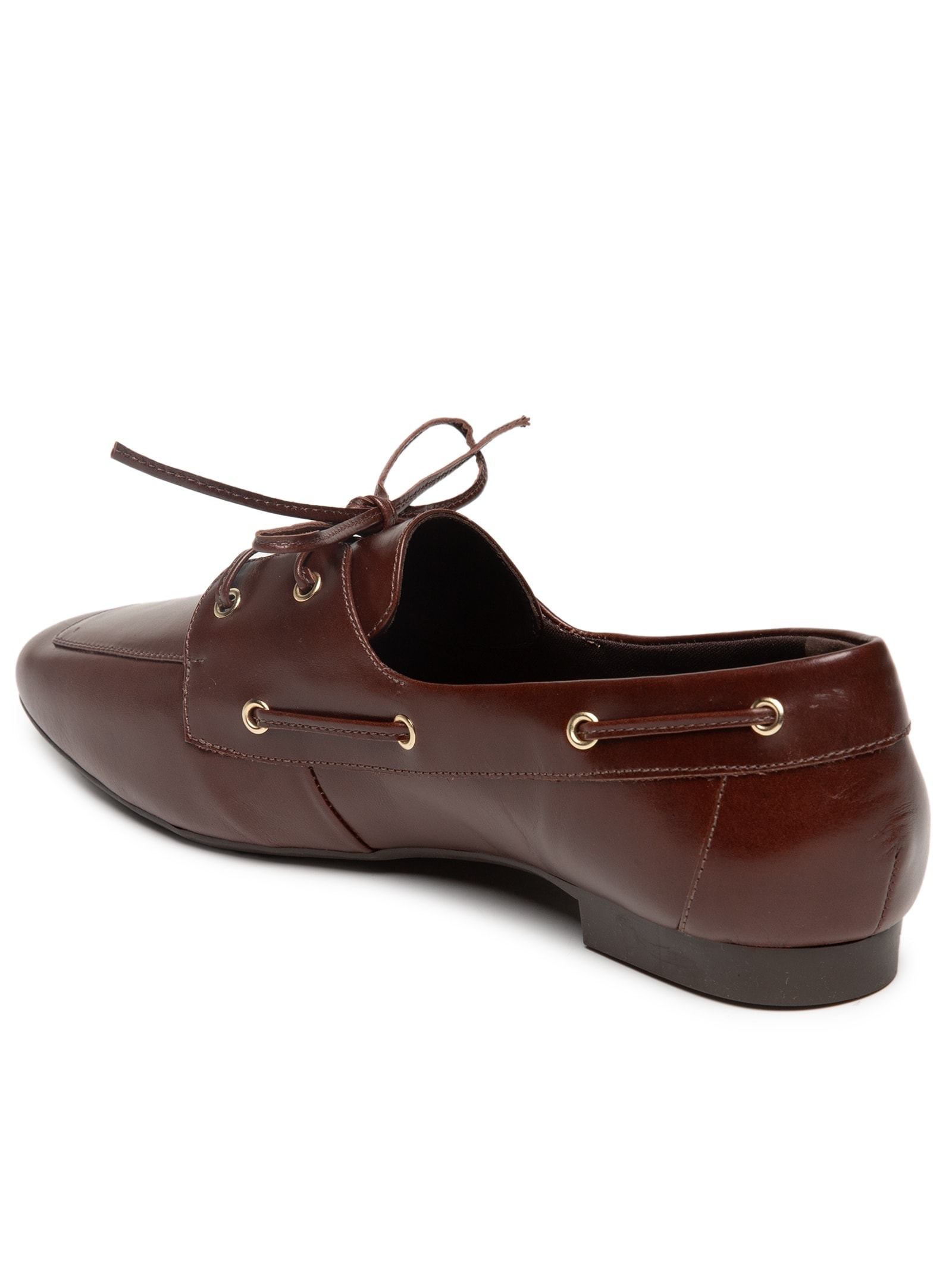 Mocassim Feminino Com Amarração Em Couro Marrom '2Essential