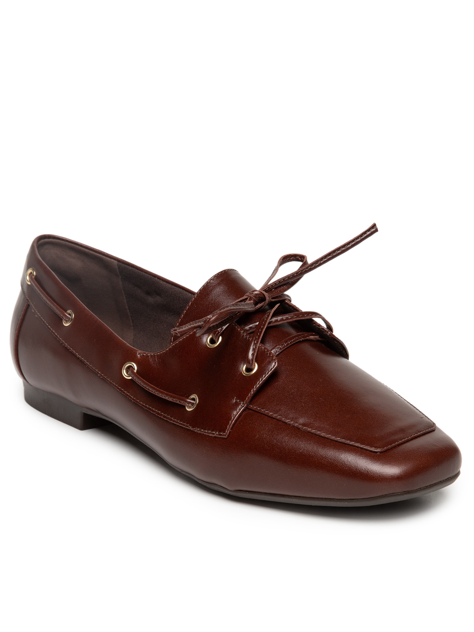Mocassim Feminino Com Amarração Em Couro Marrom '2Essential