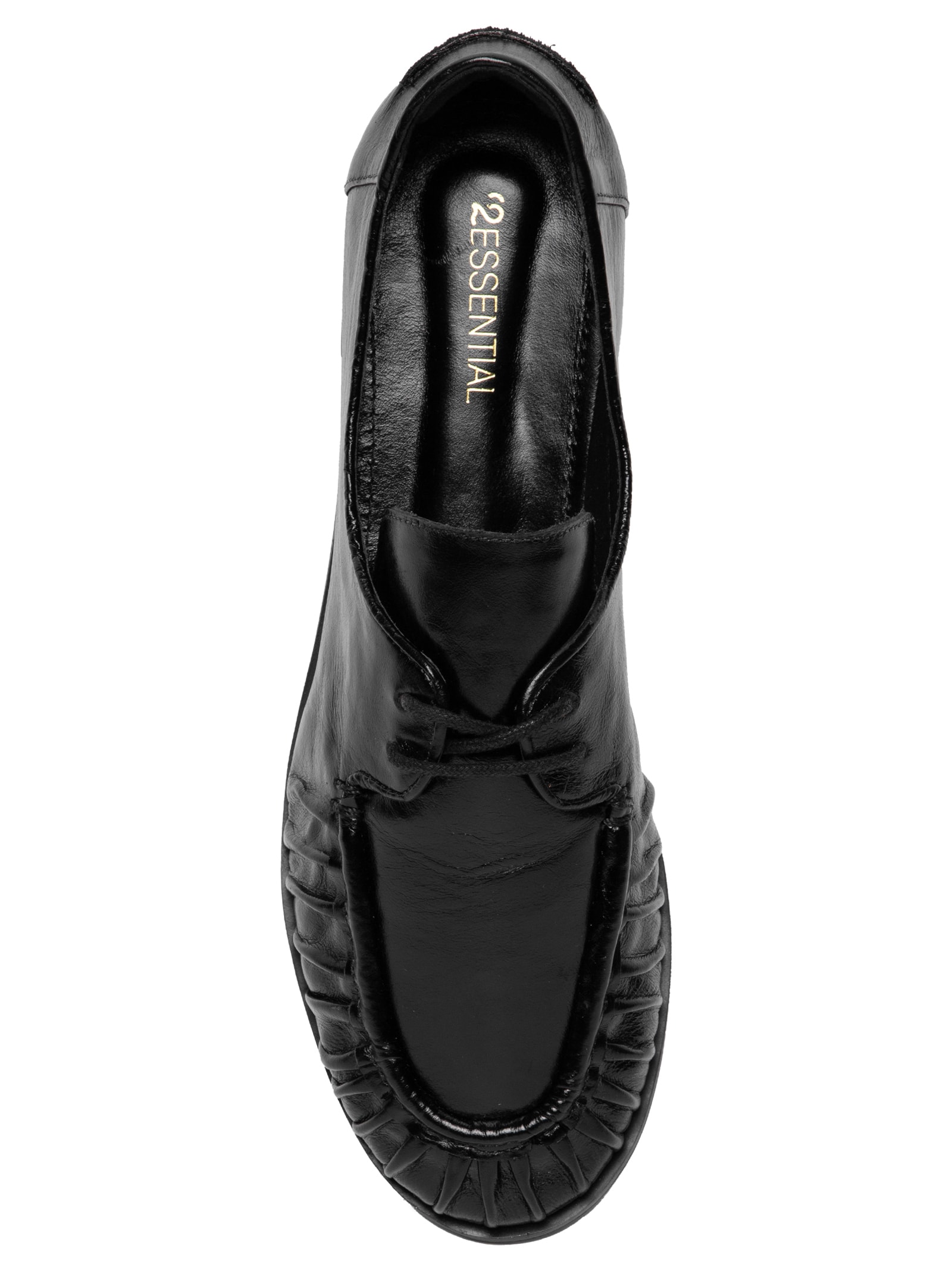 Mocassim Feminino Com Cadarço Em Couro Preto '2Essential