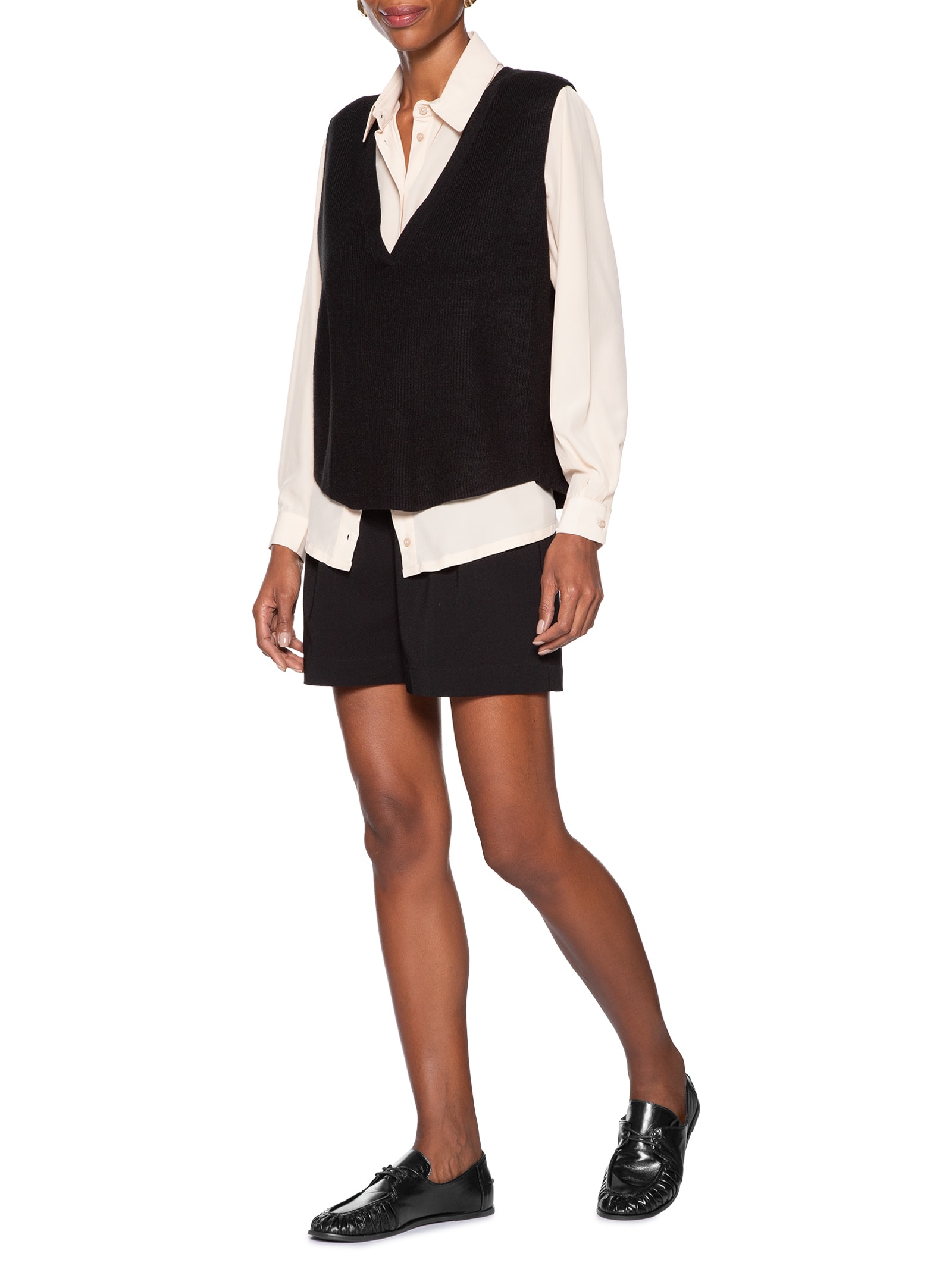 Mocassim Feminino Com Cadarço Em Couro Preto '2Essential