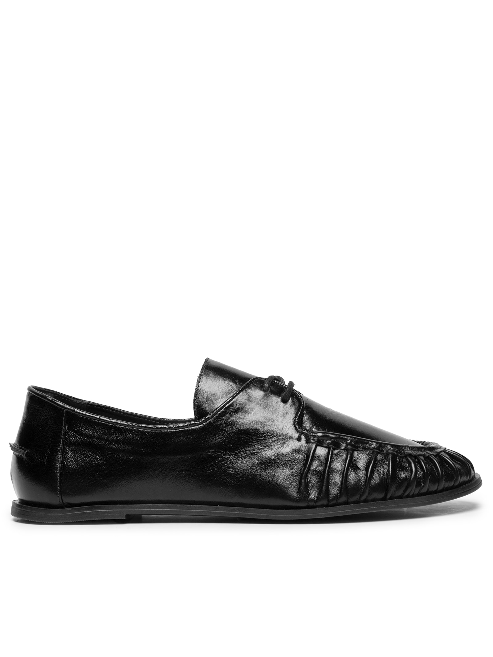 Mocassim Feminino Com Cadarço Em Couro Preto '2Essential