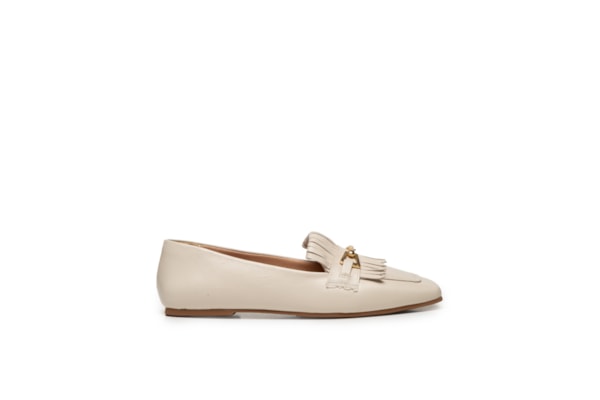Mocassim Feminino Com Franja - Off White
