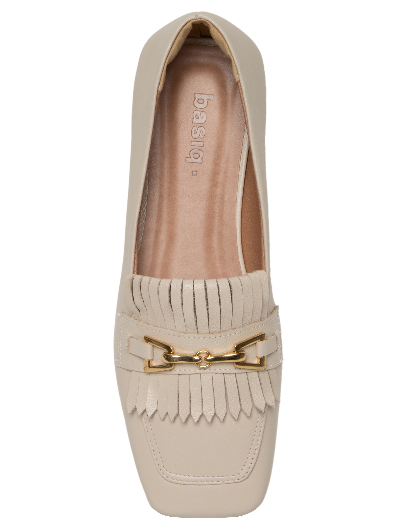 Mocassim Feminino Com Franja Off White Basiq