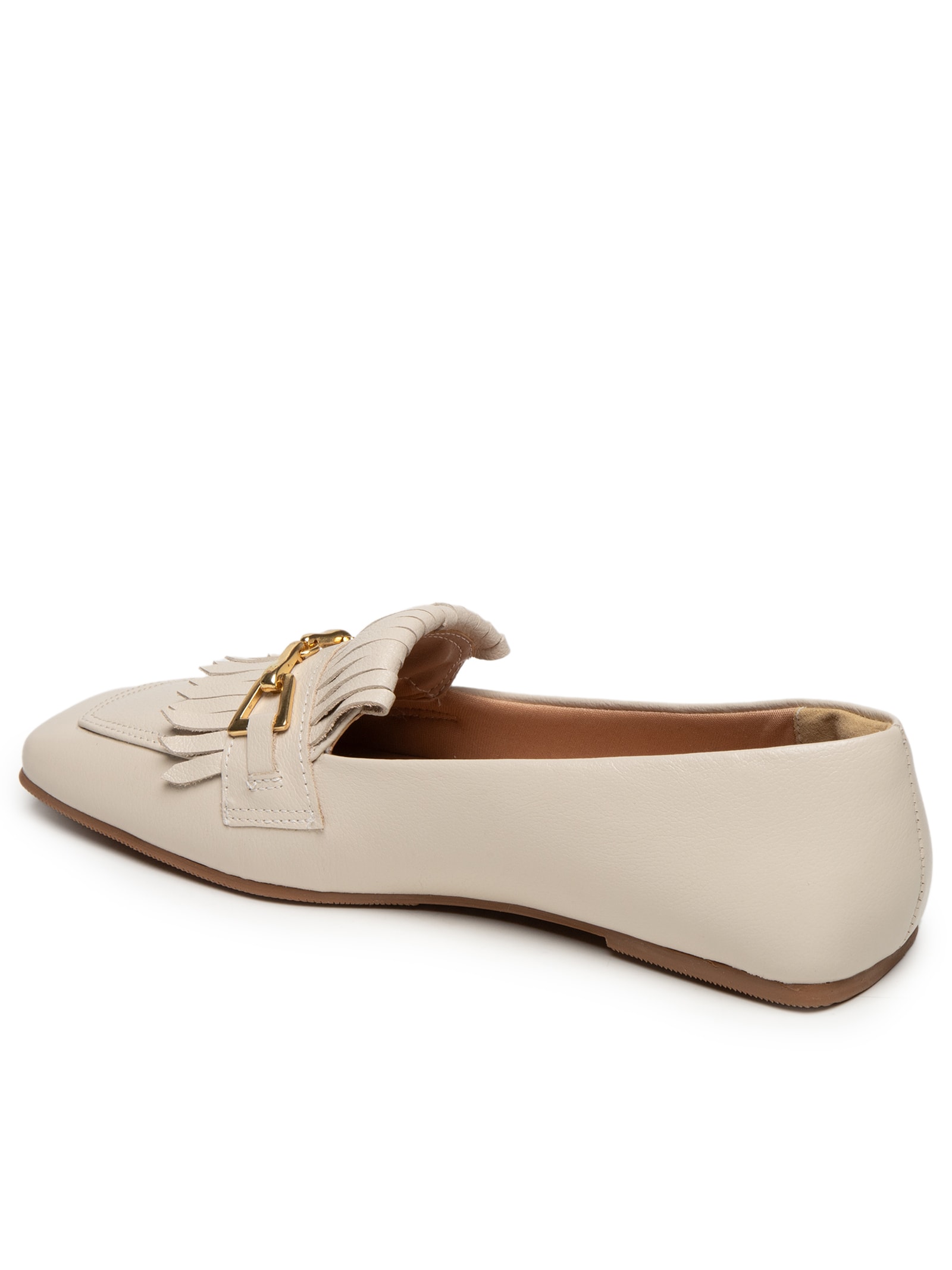 Mocassim Feminino Com Franja Off White Basiq