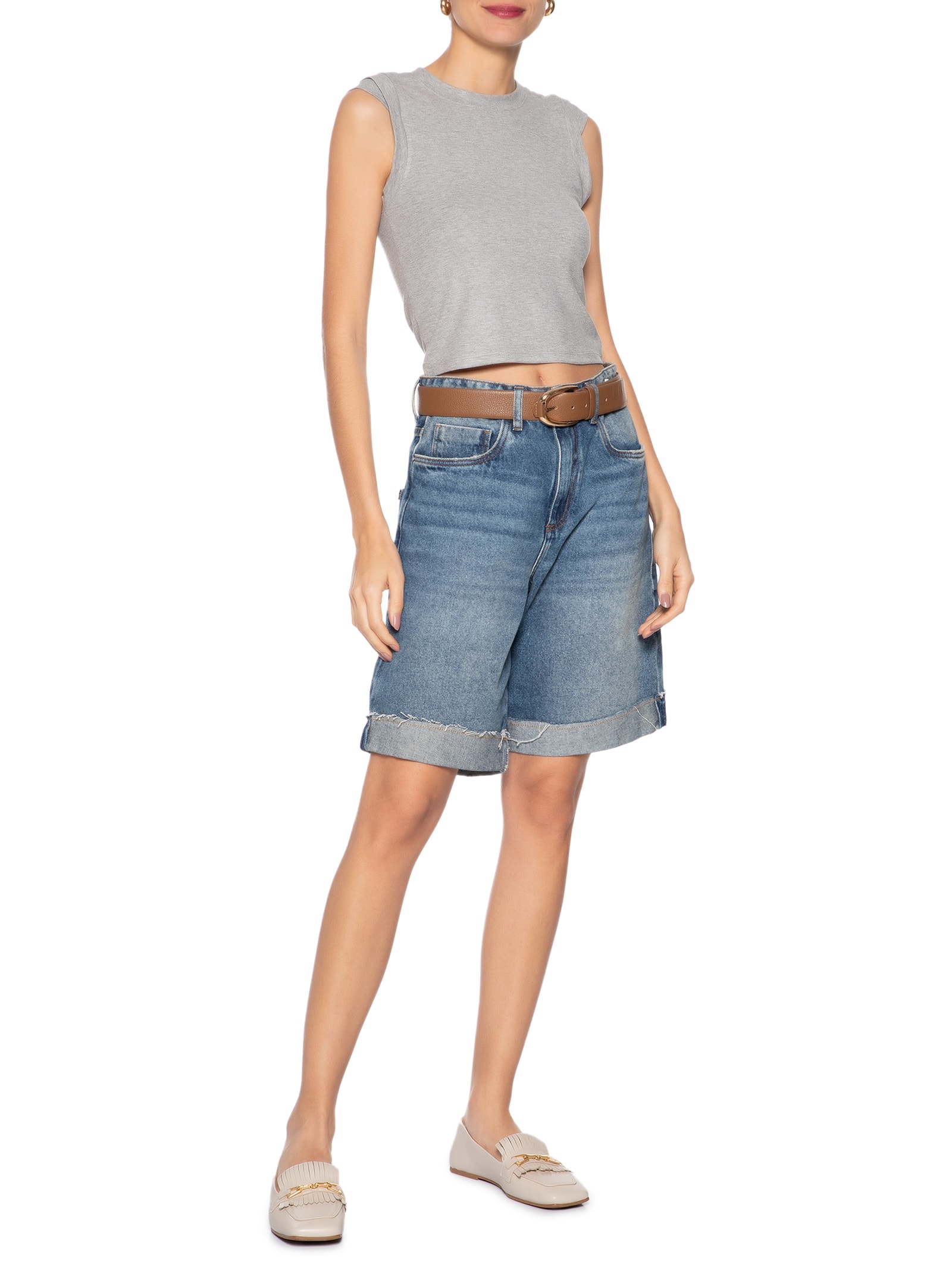 Mocassim Feminino Com Franja Off White Basiq