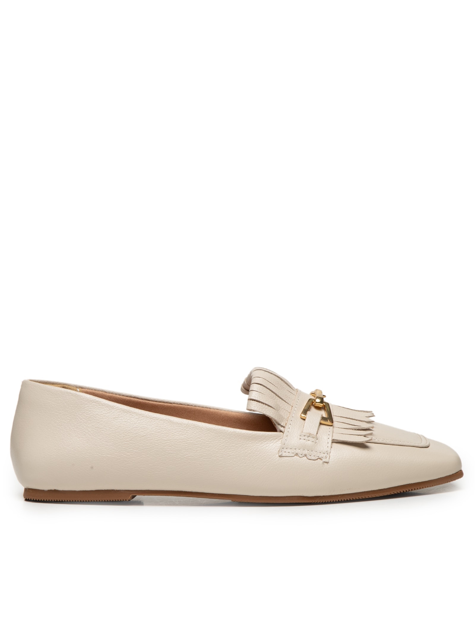 Mocassim Feminino Com Franja Off White Basiq