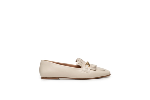 Mocassim Feminino Com Franja - Off White