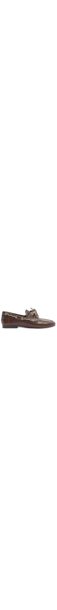 Mocassim Feminino Couro Bico Redondo Laço - Marrom