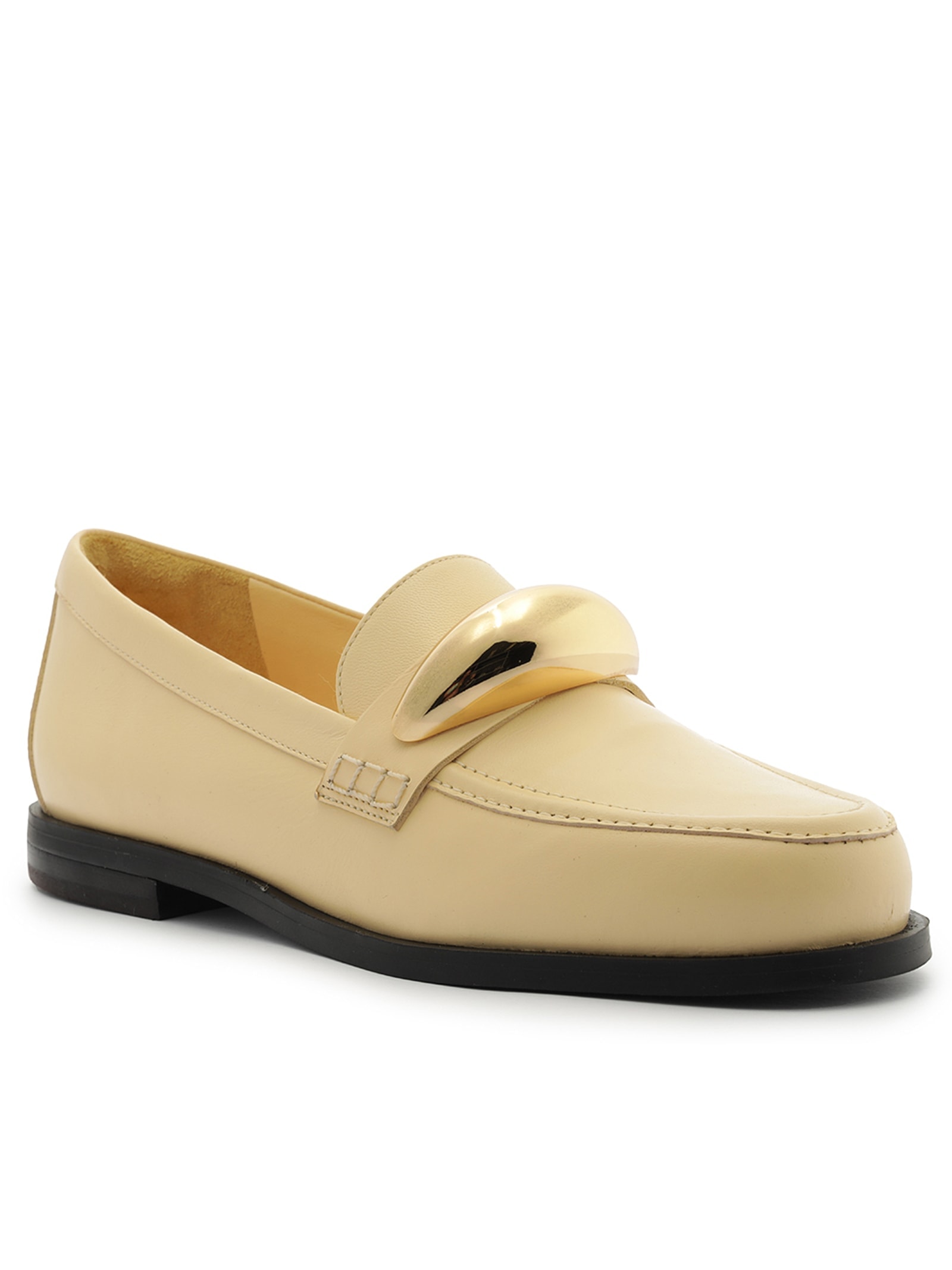 Arezzo Silvia Braz Mocassim Feminino Couro Metal Bold Amarelo