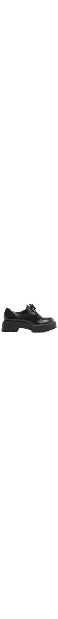Mocassim Feminino Couro Salto Tratorado Metais - Preto