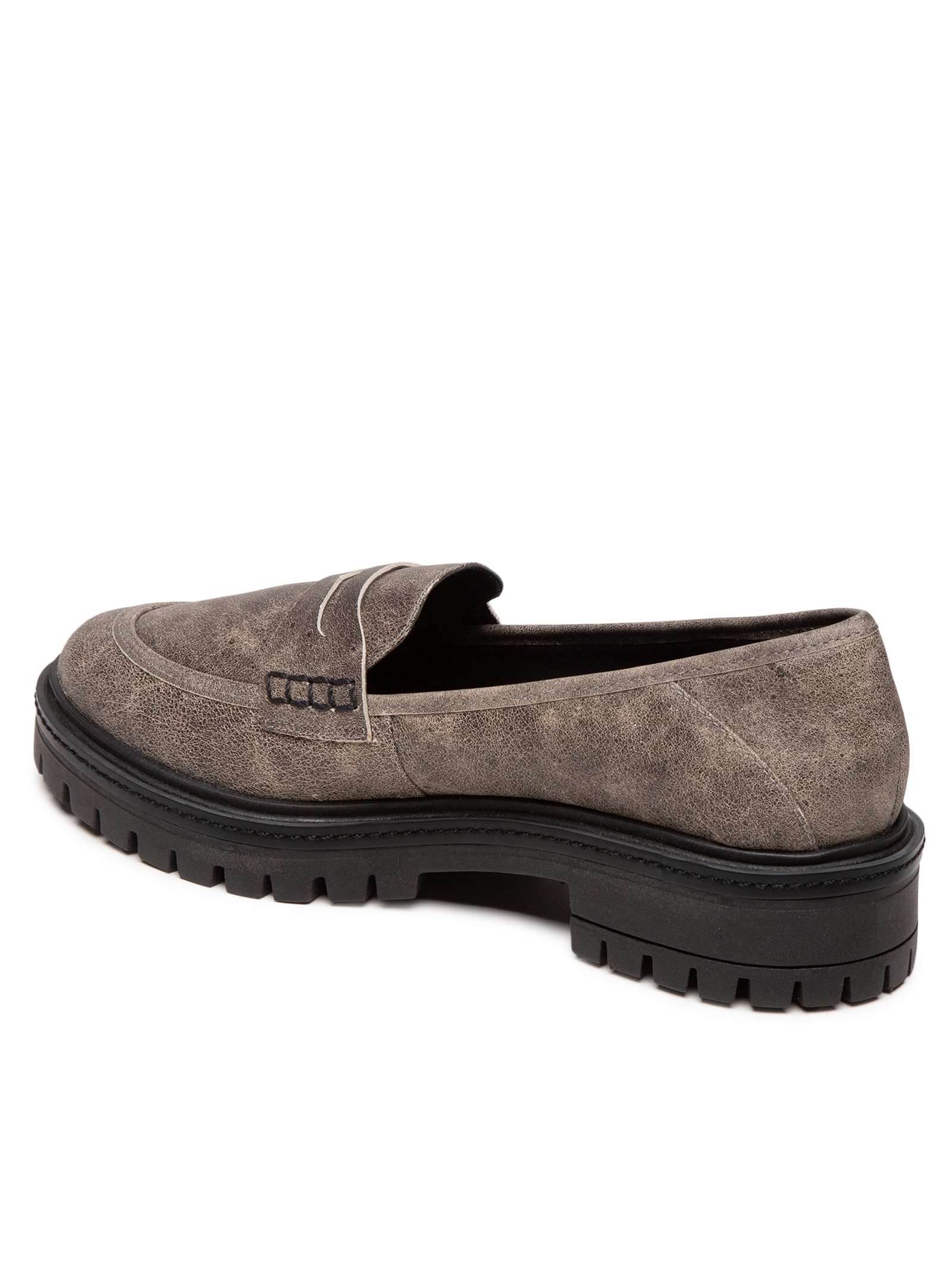Mocassim Feminino Couro Tratorado Cinza Basiq