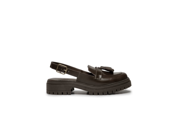 Mocassim Feminino Couro Tratorado Clog - Marrom
