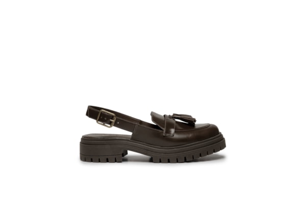 Mocassim Feminino Couro Tratorado Clog - Marrom