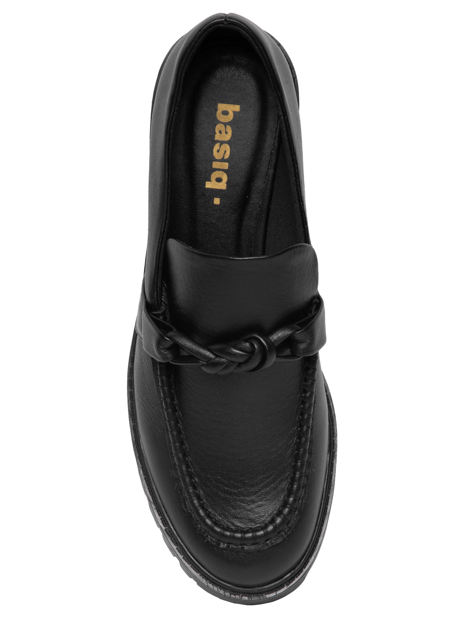 Mocassim Feminino De Couro Com Solado Emborrachado Preto Basiq