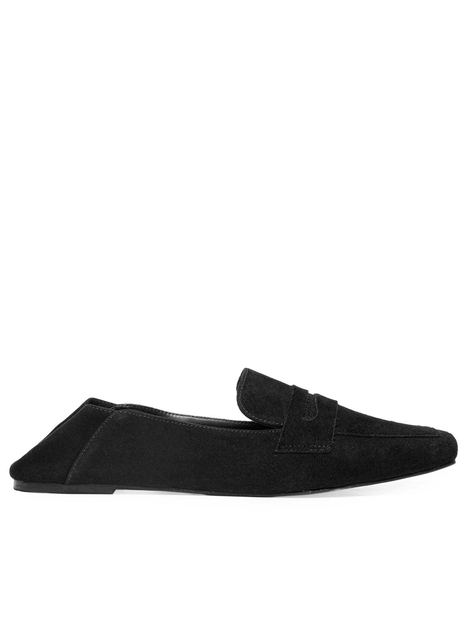 Mocassim Feminino Em Camurça Com Calcanhar Dobrável Preto Market 33