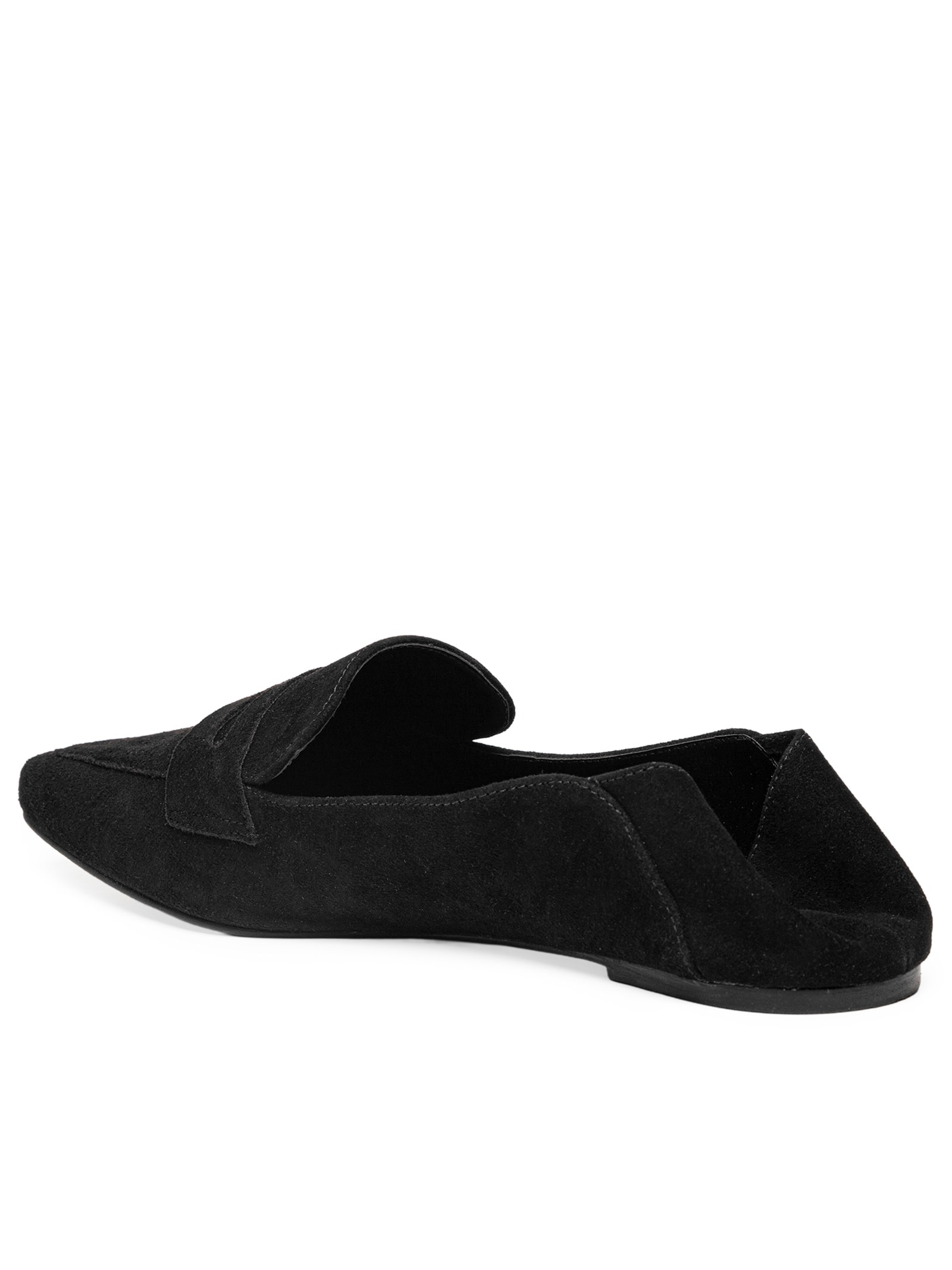 Mocassim Feminino Em Camurça Com Calcanhar Dobrável Preto Market 33
