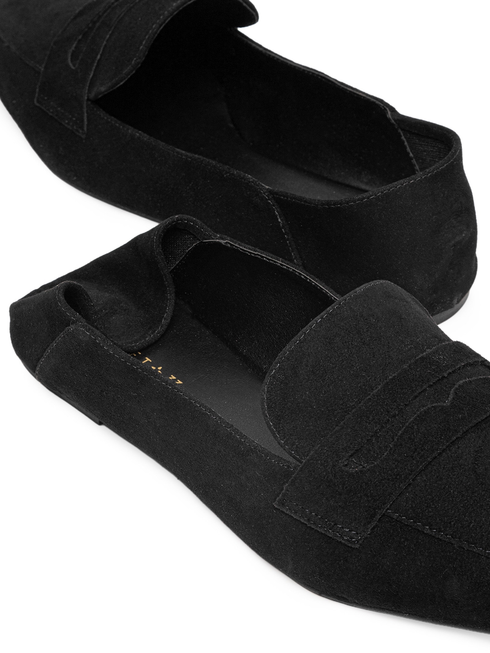 Mocassim Feminino Em Camurça Com Calcanhar Dobrável Preto Market 33