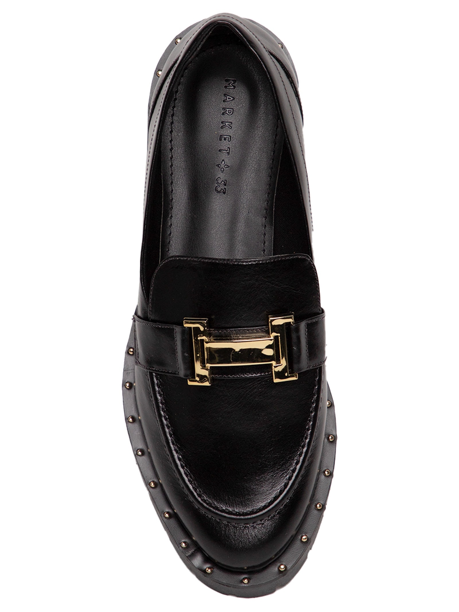 Mocassim Feminino Em Couro Com Tachas Metálicas Preto Market 33