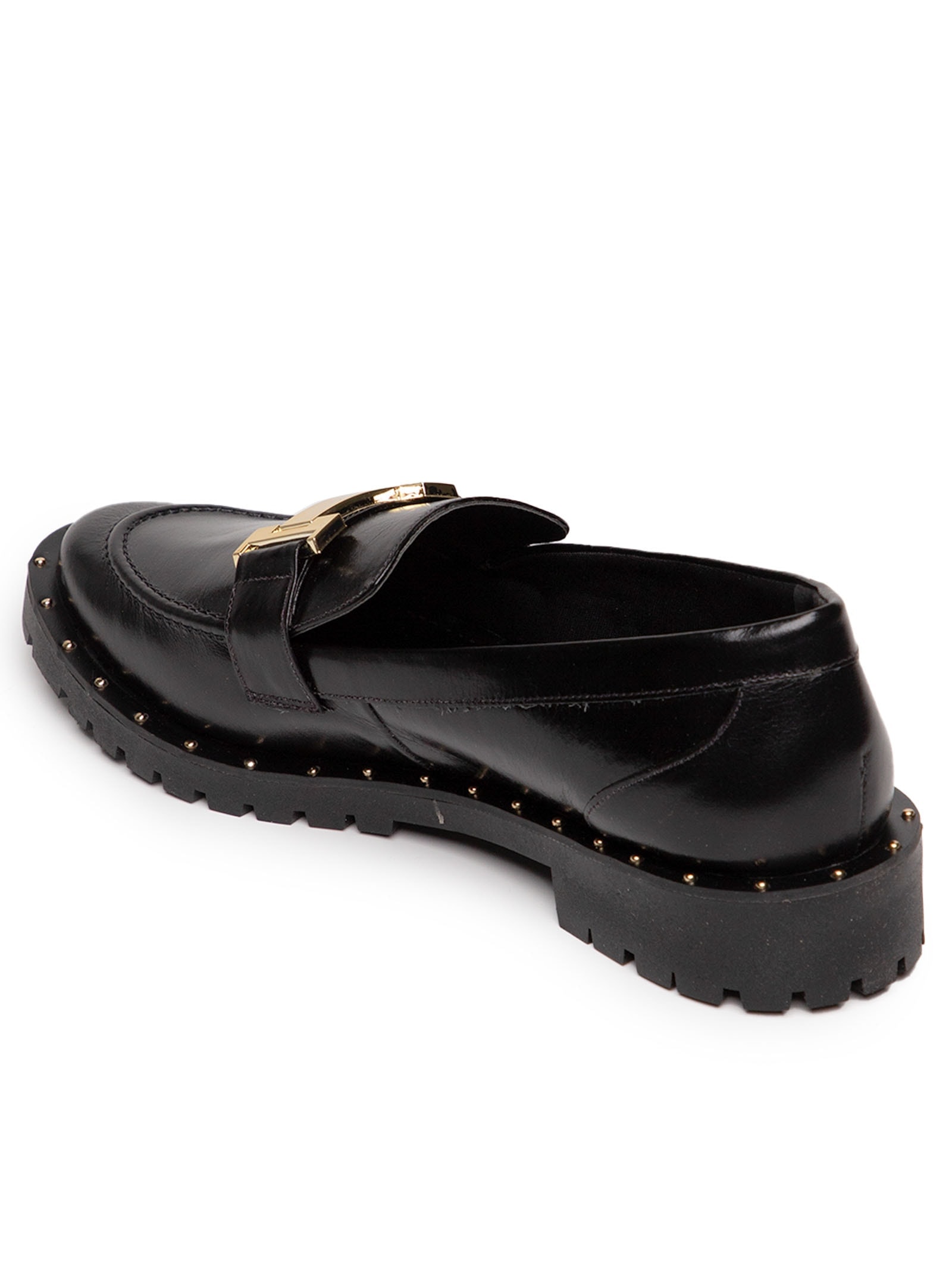 Mocassim Feminino Em Couro Com Tachas Metálicas Preto Market 33