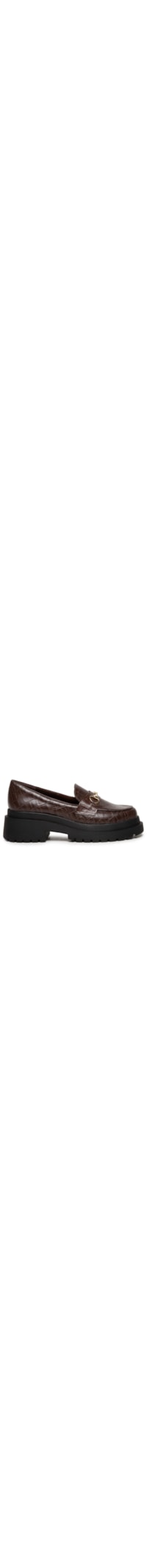 Mocassim Feminino Em Couro Croco Solado Alto - Marrom