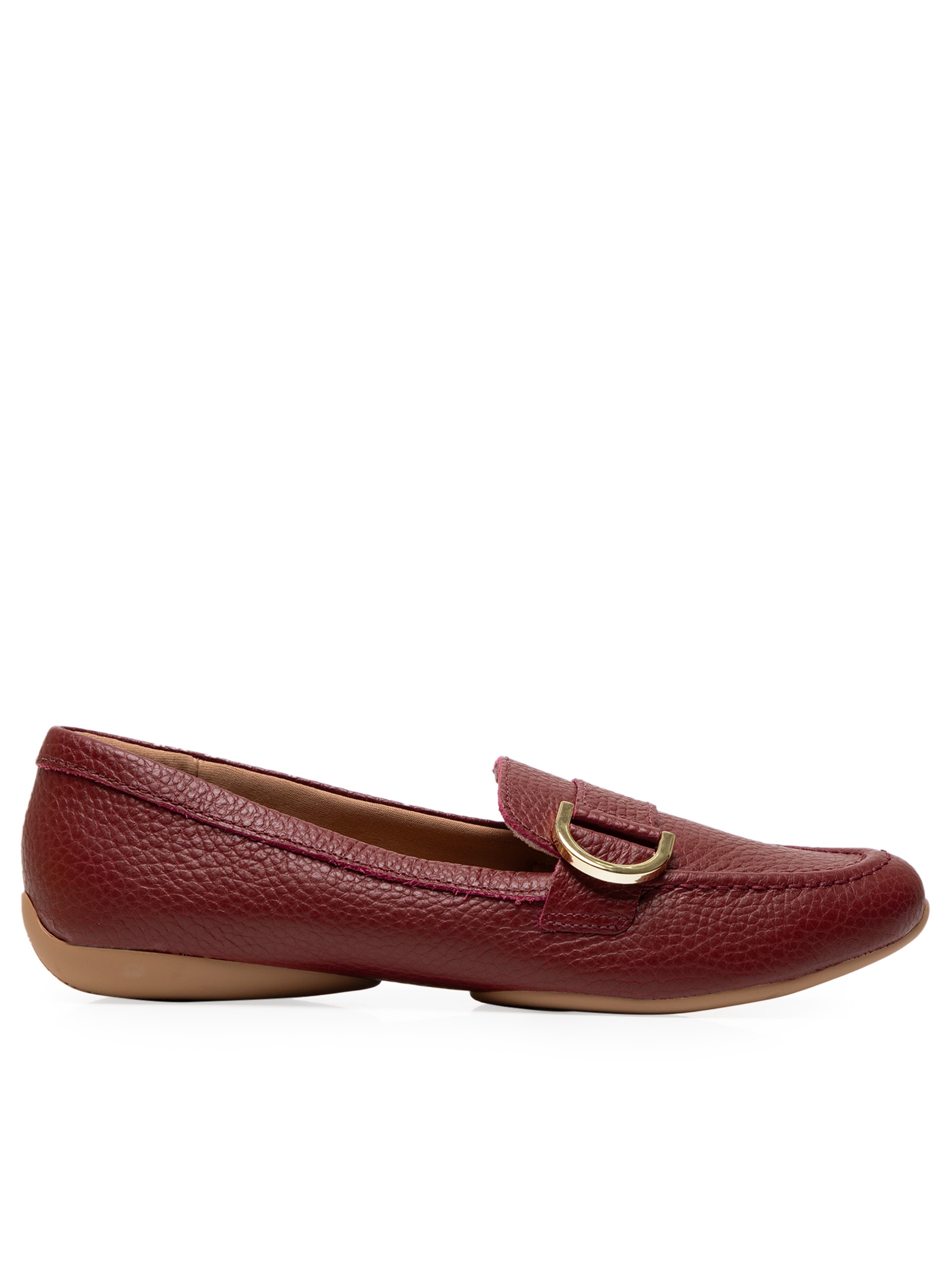 Mocassim Feminino Em Couro Vinho Usaflex