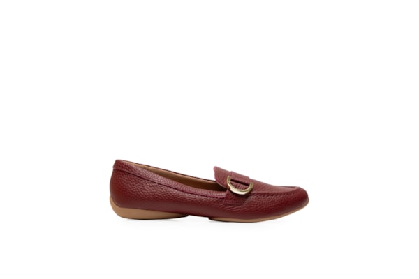 Mocassim Feminino Em Couro - Vinho