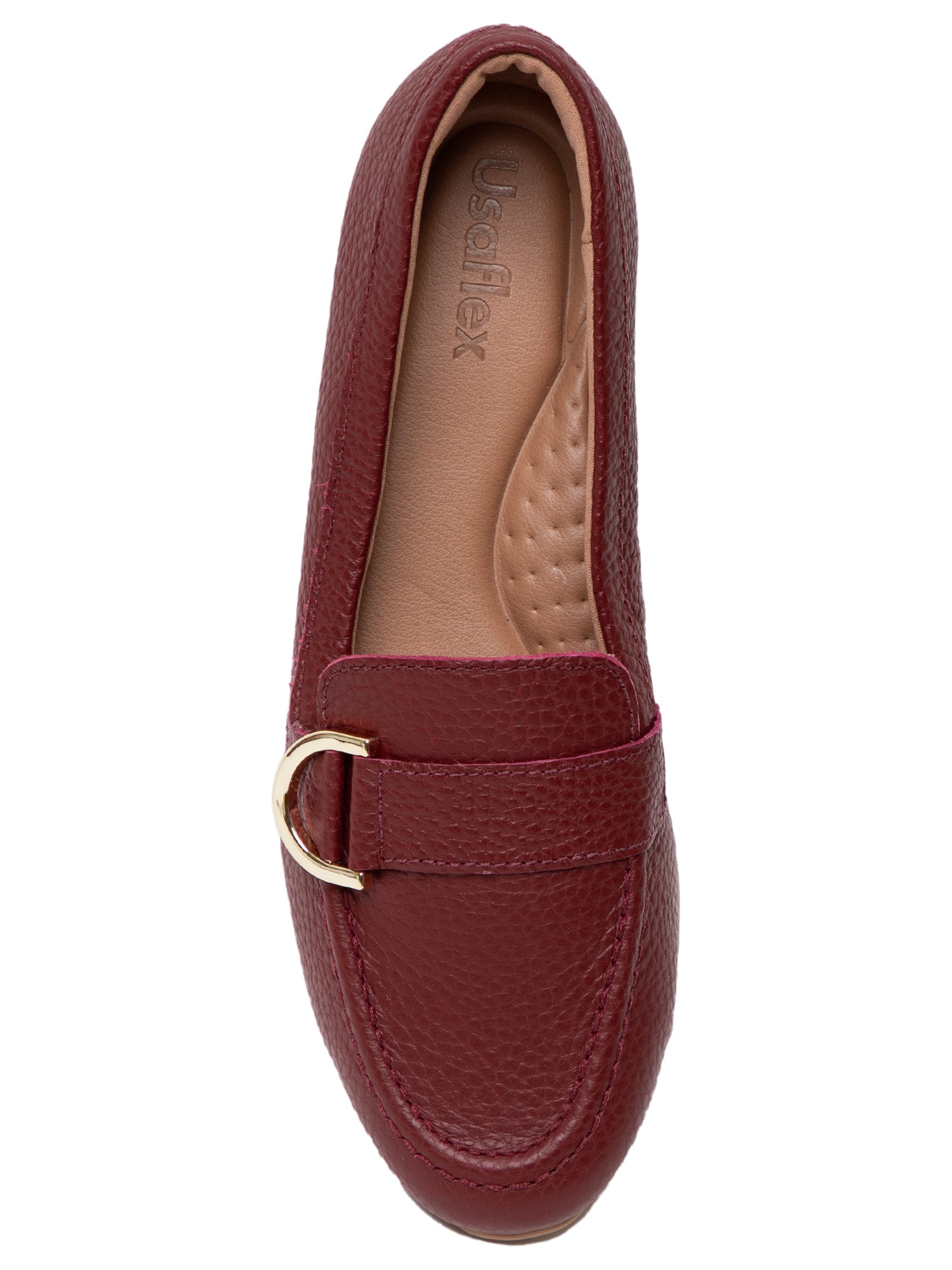 Mocassim Feminino Em Couro Vinho Usaflex