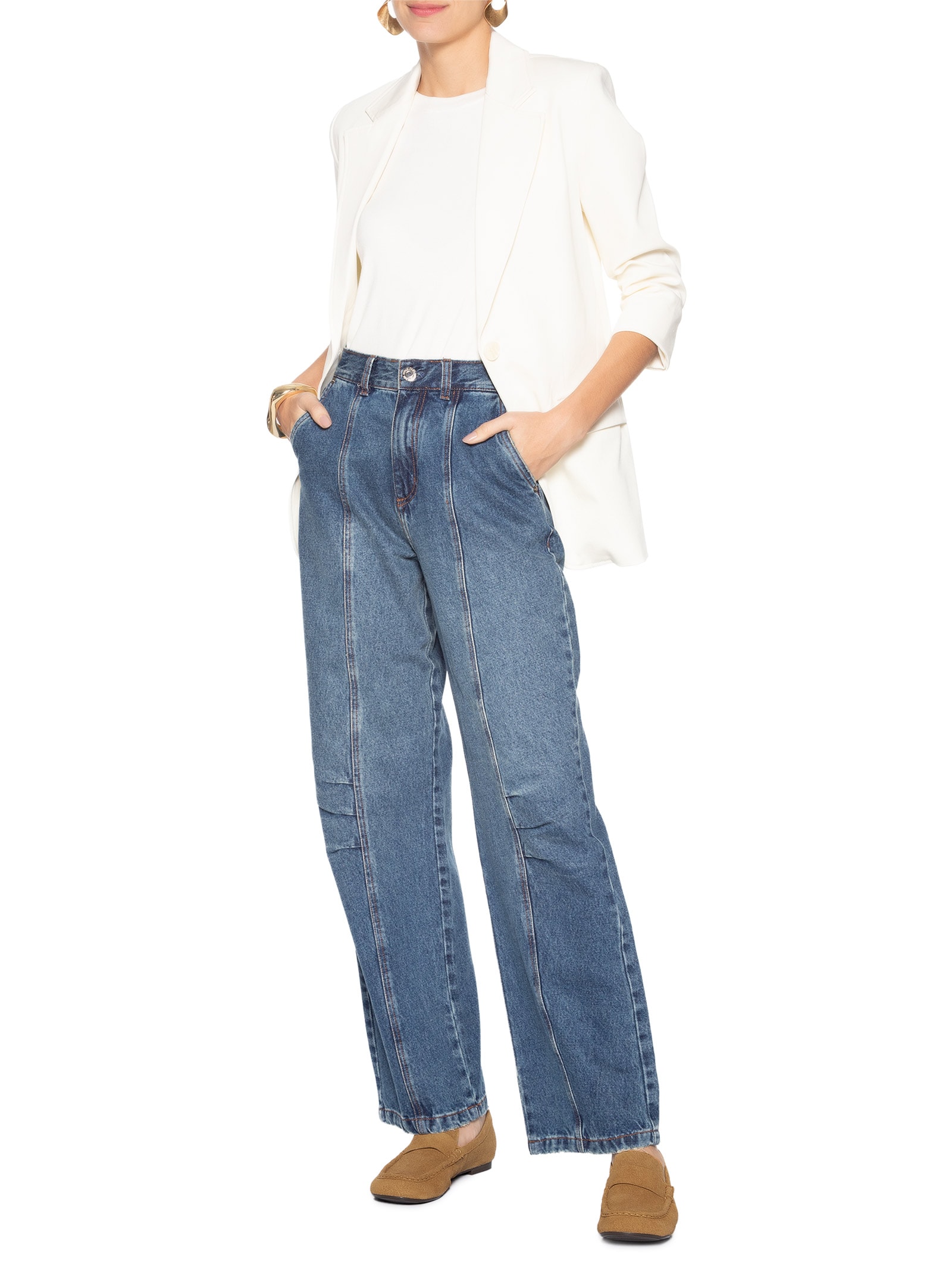 Mocassim Feminino Loafer Em Camurça Bege '2Essential