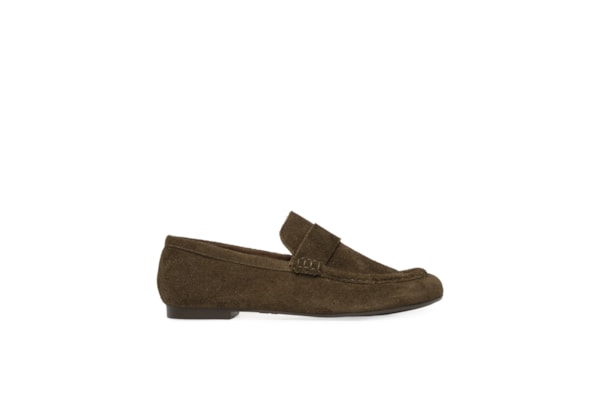 Mocassim Feminino Loafer Em Camurça - Marrom