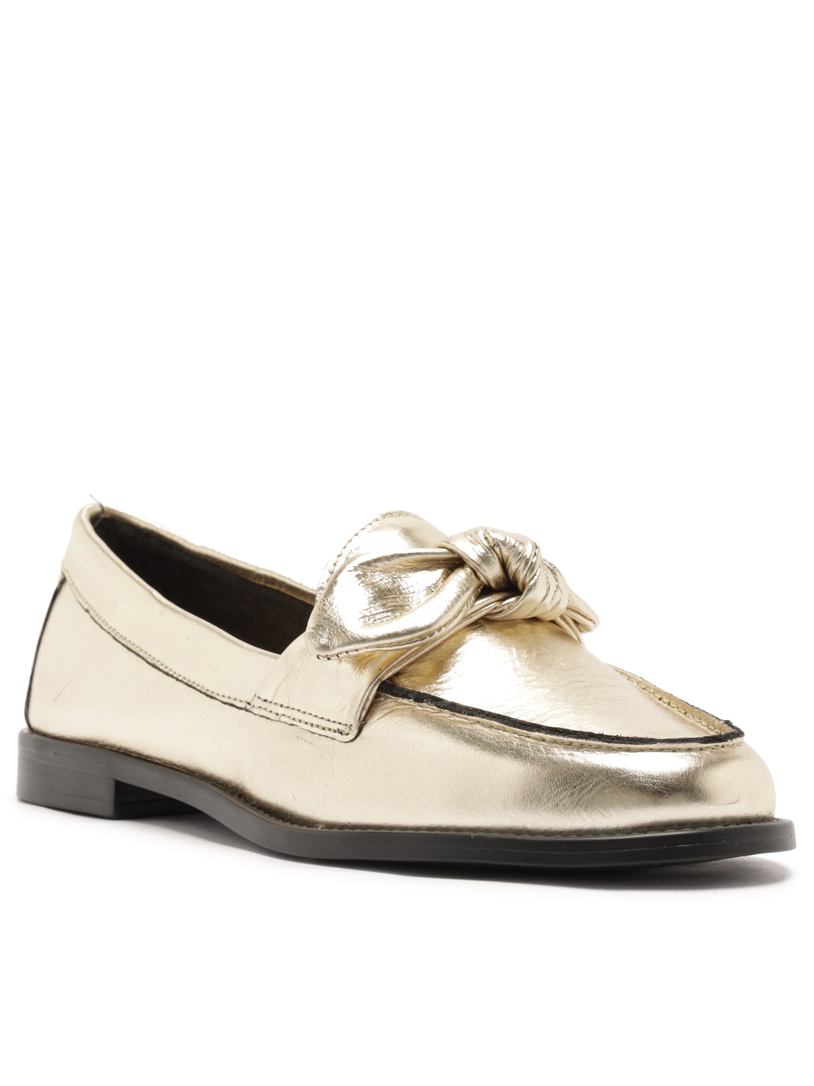 Mocassim Feminino Tiras Nó Dourado Arezzo