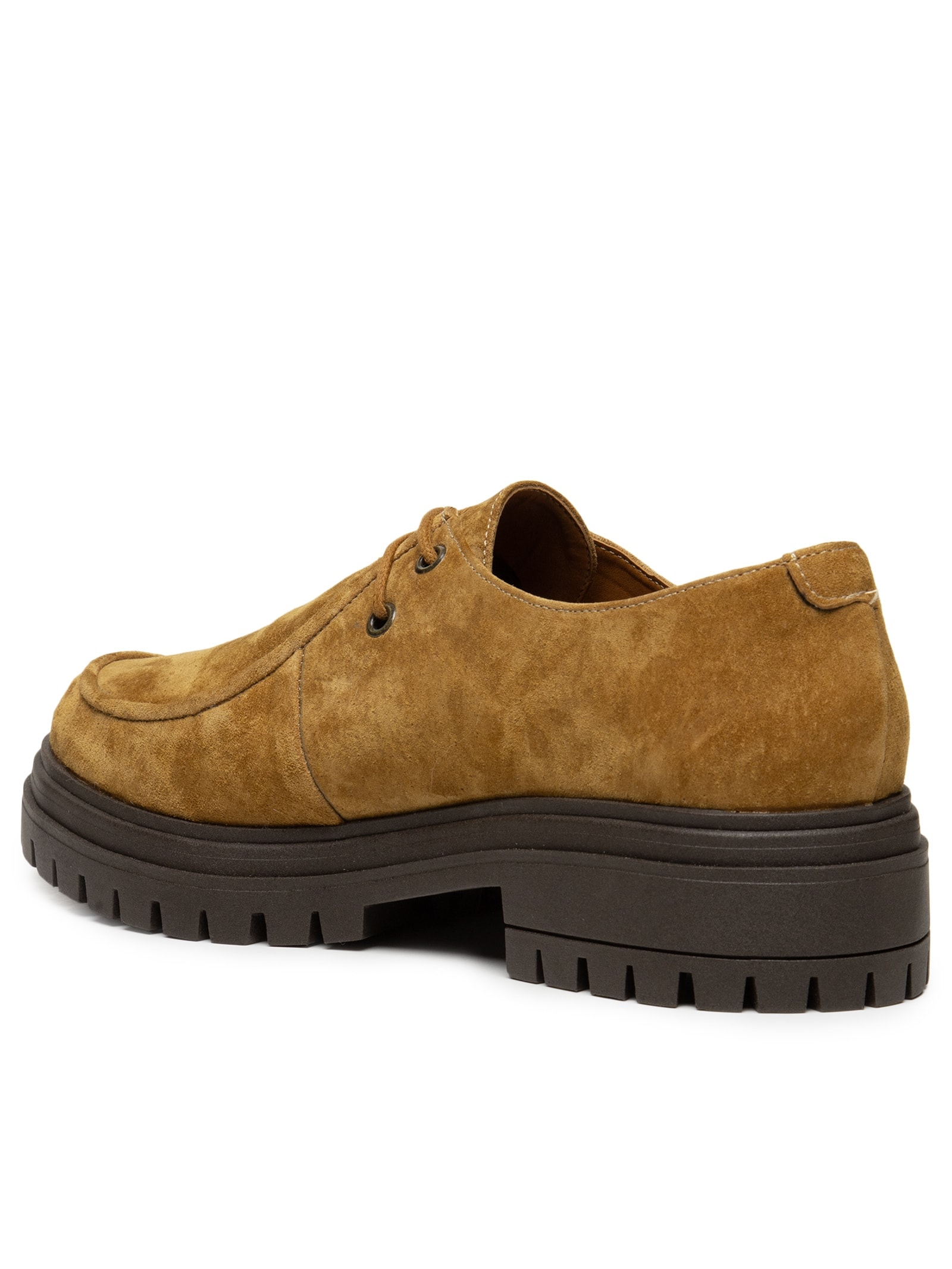 Mocassim Feminino Tratorado Em Couro Camurça Bege Basiq