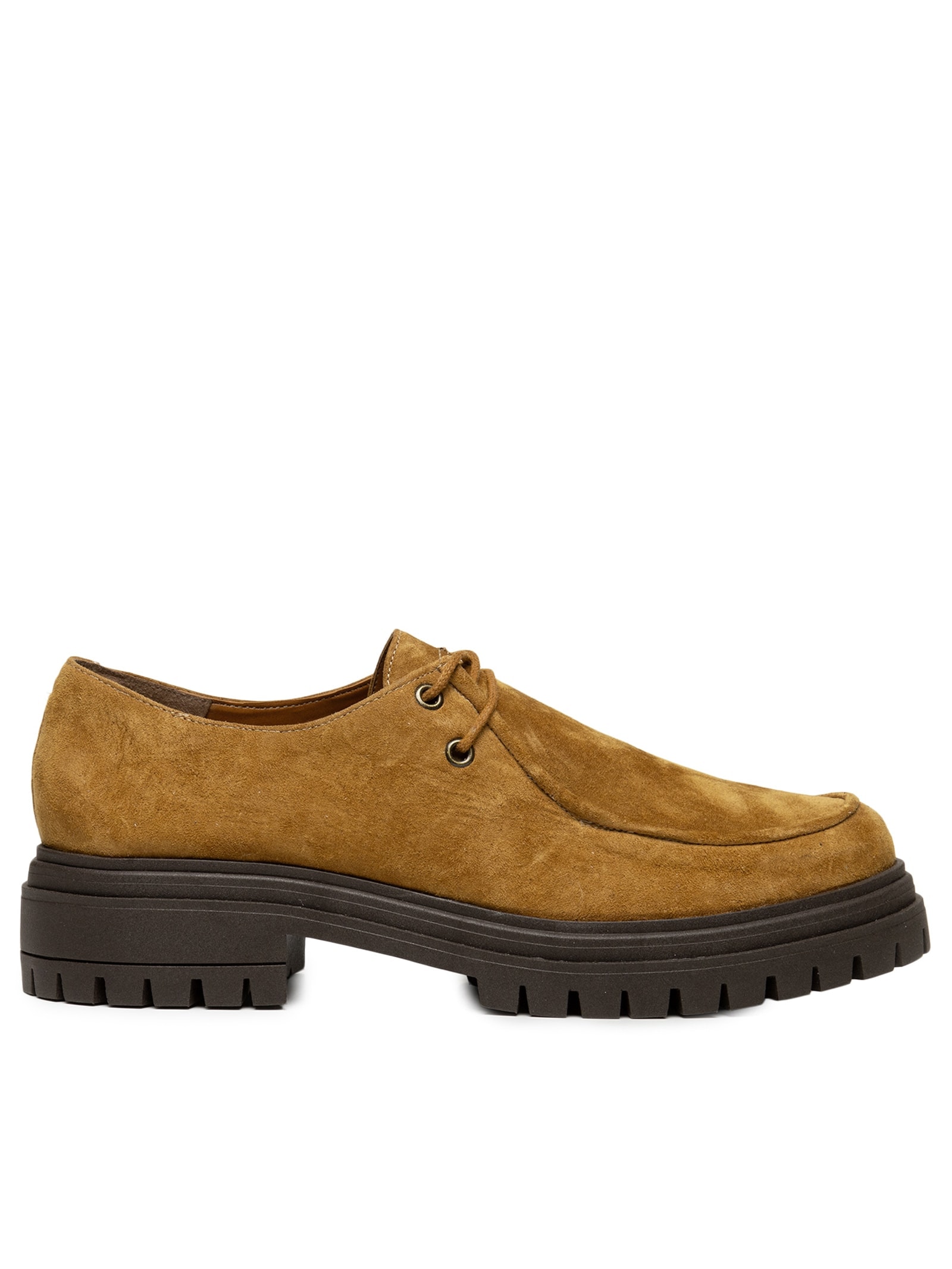 Mocassim Feminino Tratorado Em Couro Camurça Bege Basiq