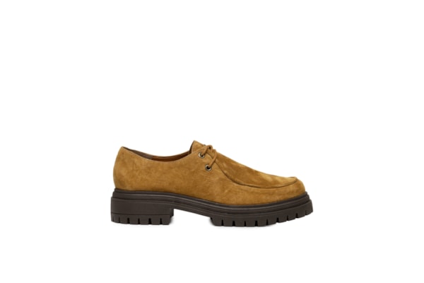 Mocassim Feminino Tratorado Em Couro Camurça - Bege