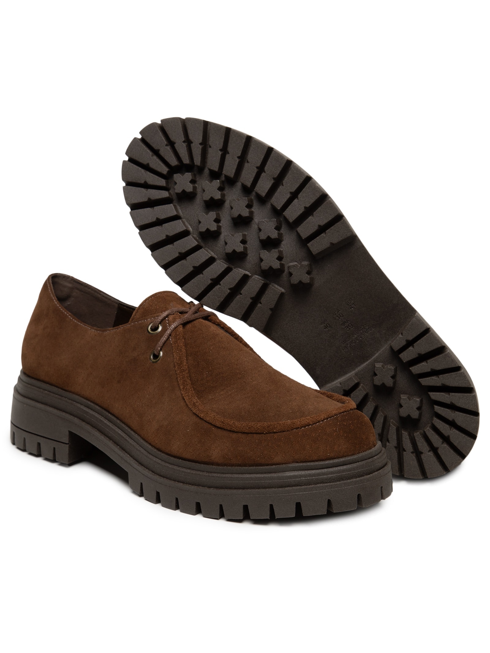 Mocassim Feminino Tratorado Em Couro Camurça Marrom Basiq