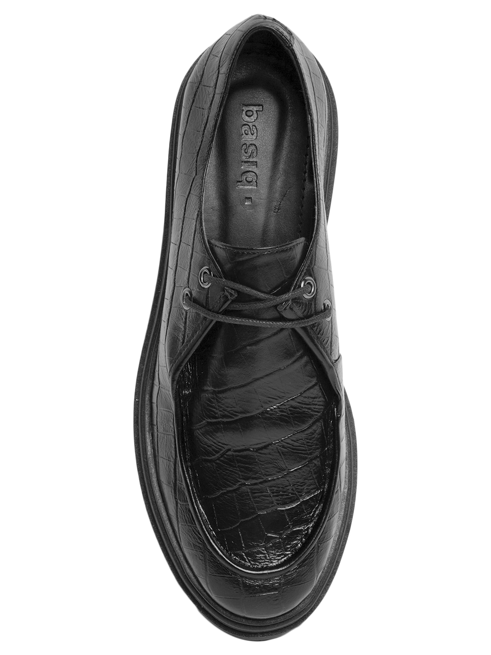 Mocassim Feminino Tratorado Em Couro Croco Preto Basiq