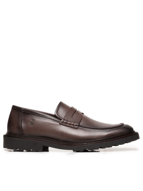 Mocassim Masculino Tratorado Em Couro – Marrom