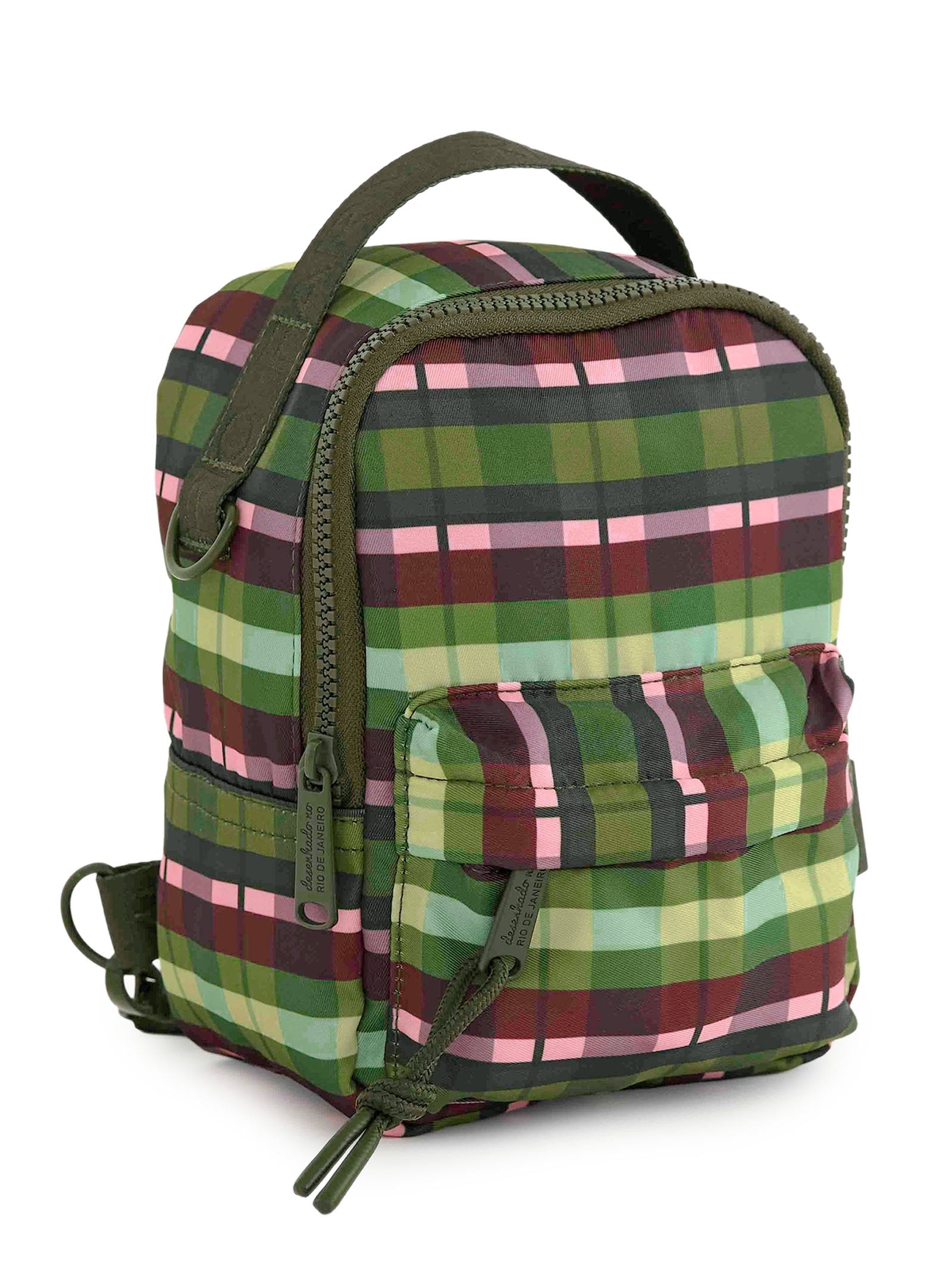 Mochila Borogodo Xadrez Multicolorido Verde Farm Etc