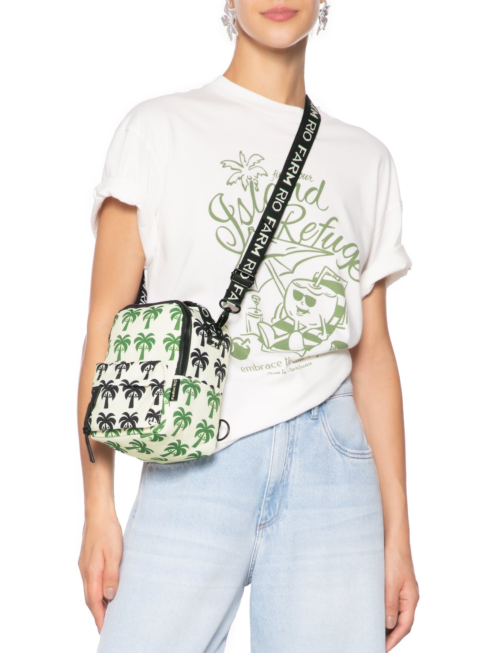 Mochila Feminina Borogodó Mix Coqueiro Gráficos Preto Farm Etc