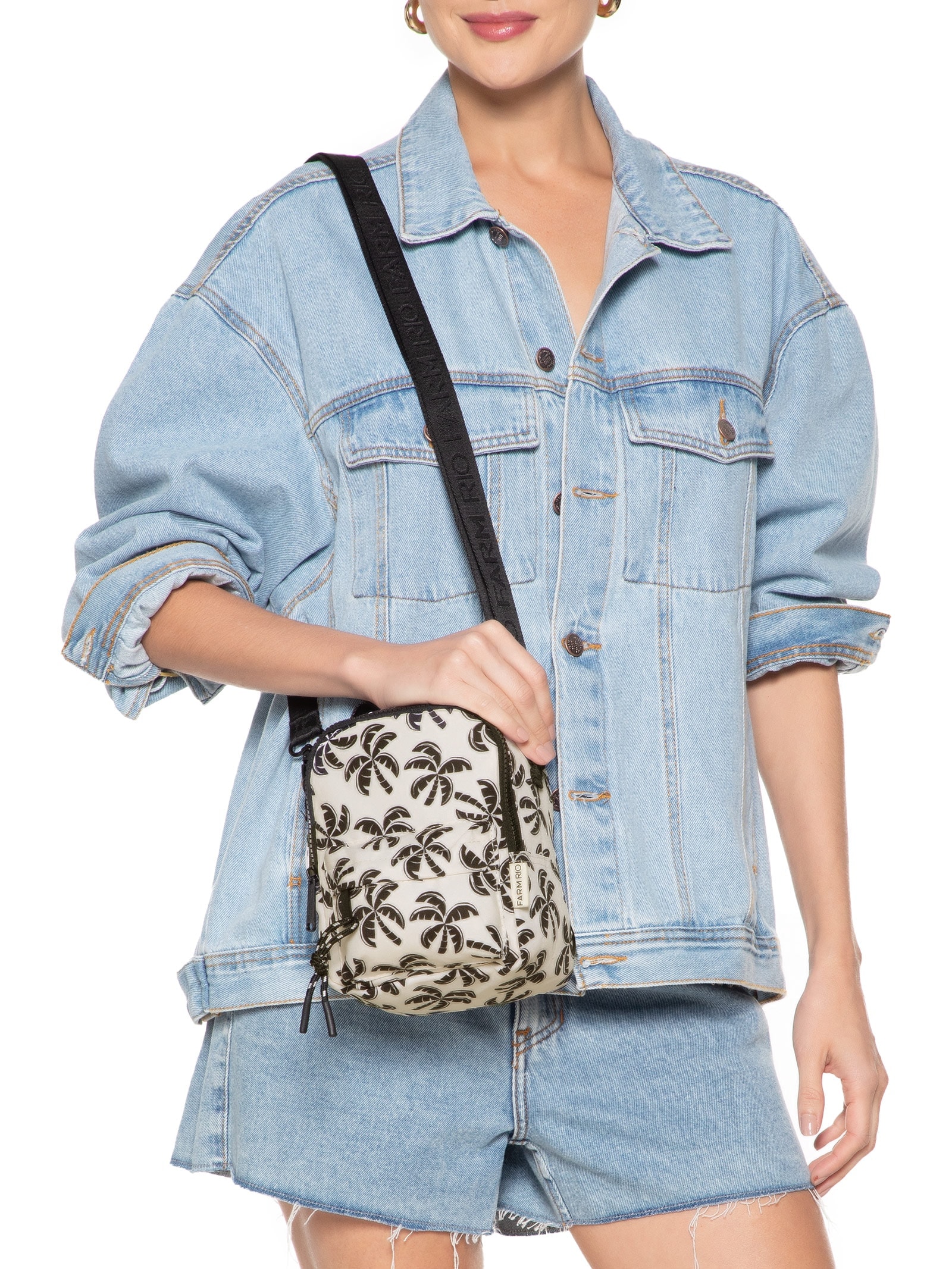 Mochila Feminina Mini Borogodó Coqueirada Branco Farm Etc