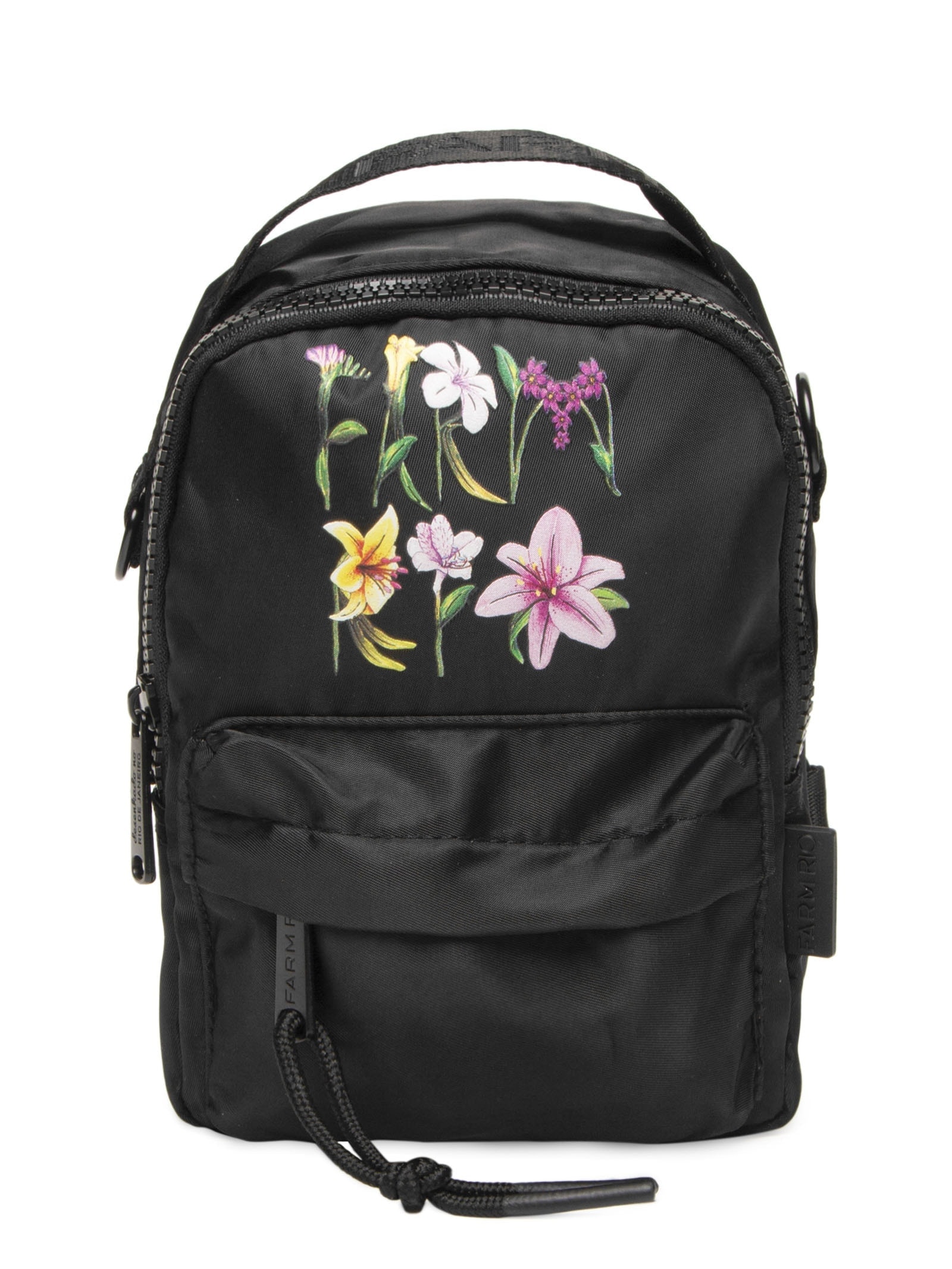 Mochila Feminina Mini Borogodó Romance Em Flor Preto Farm Etc