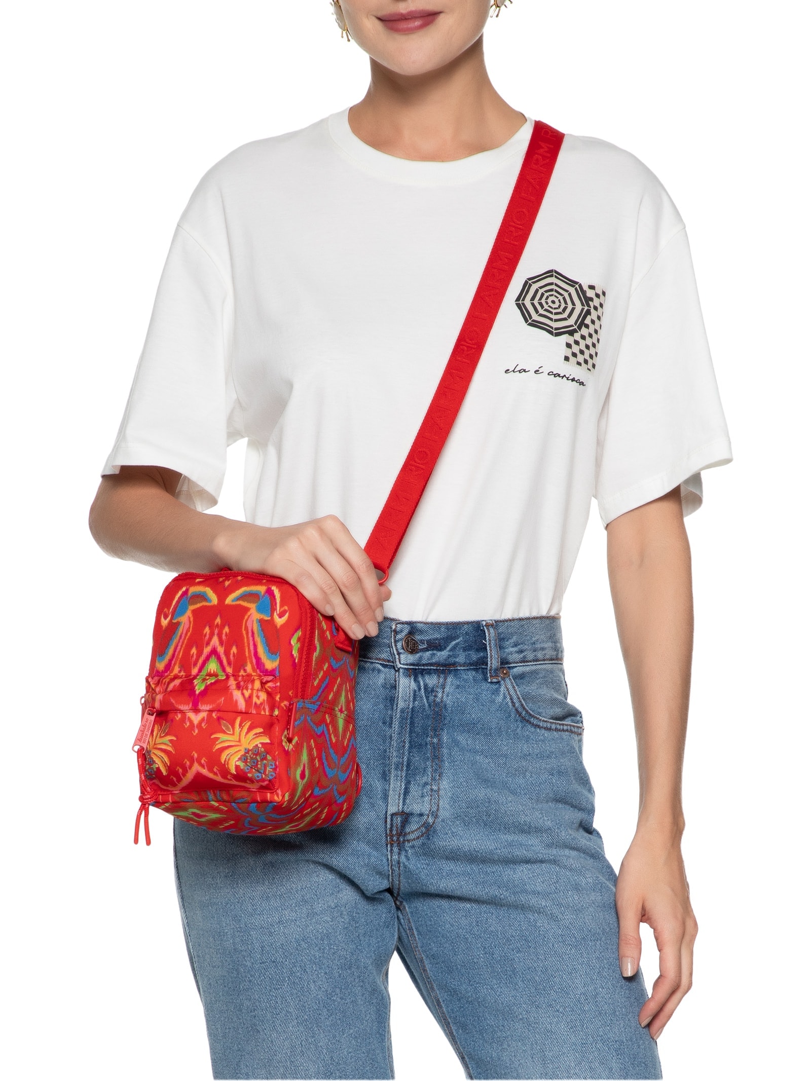 Mochila Feminina Mini Borogodó Summer Ikat Vermelho Farm Etc