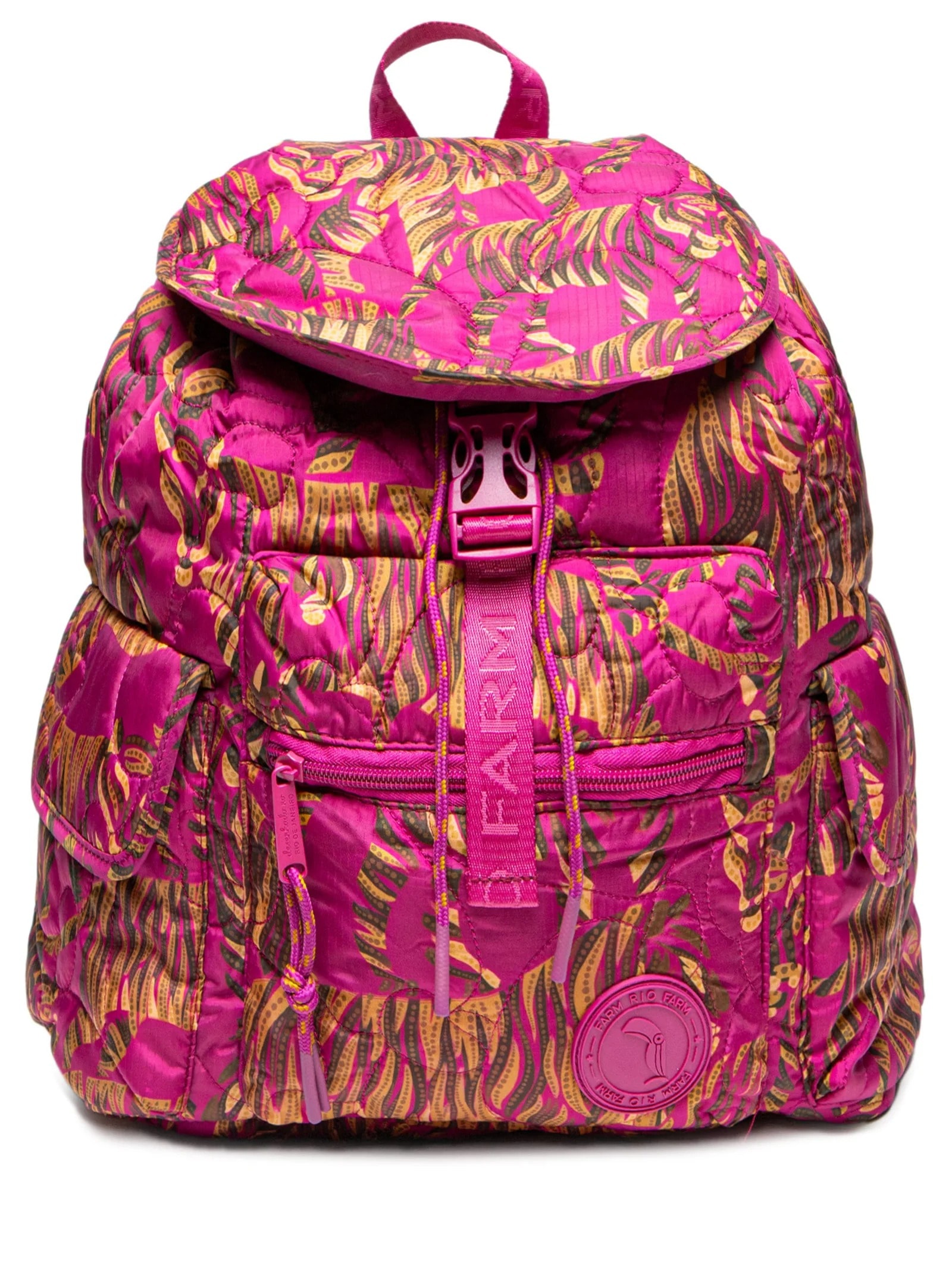 Mochila Feminina Pipoca Puffer Céu De Tigre Rosa Farm Etc