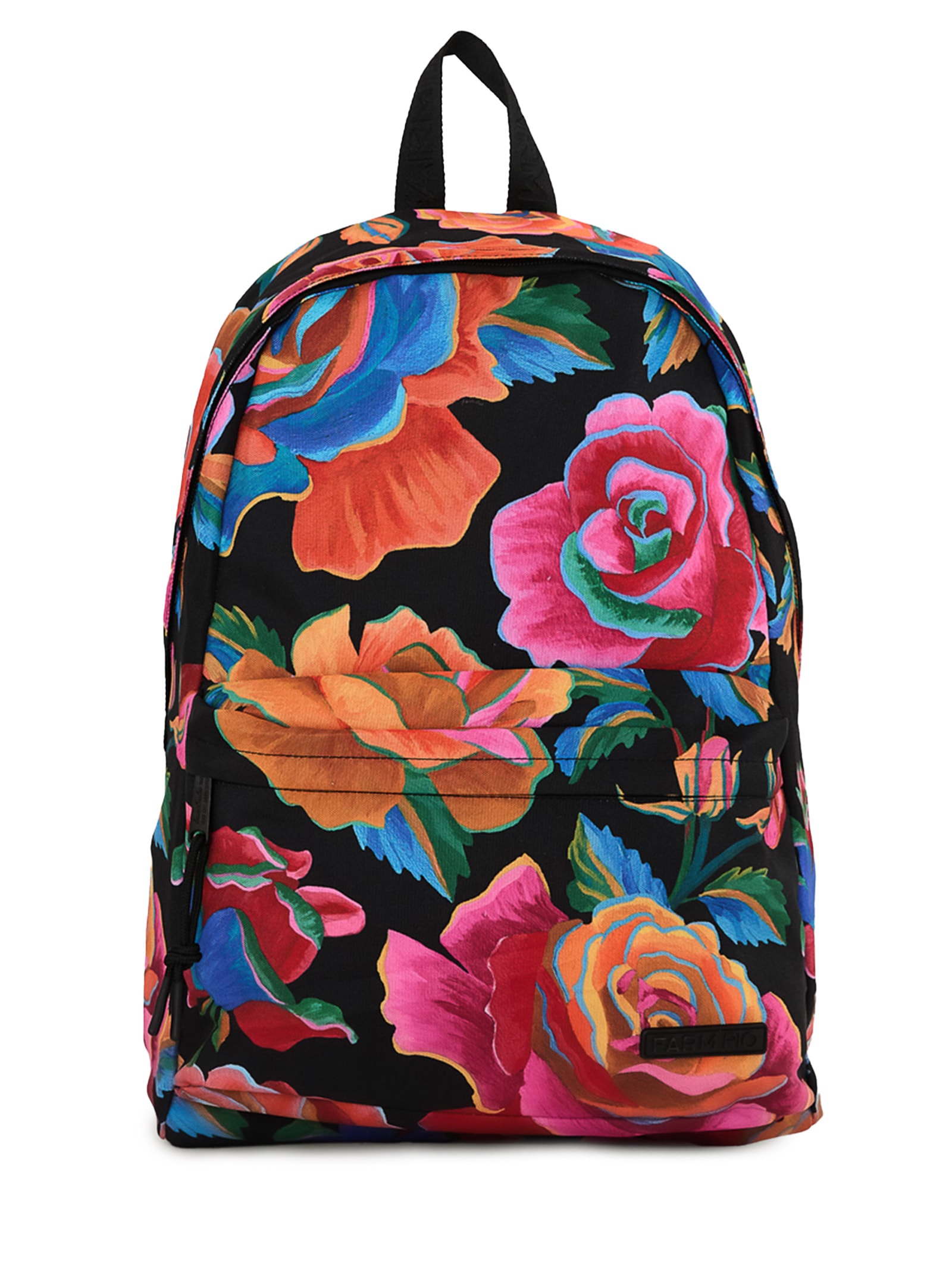 Mochila Feminina Rosas Pintadas Preto Farm Etc