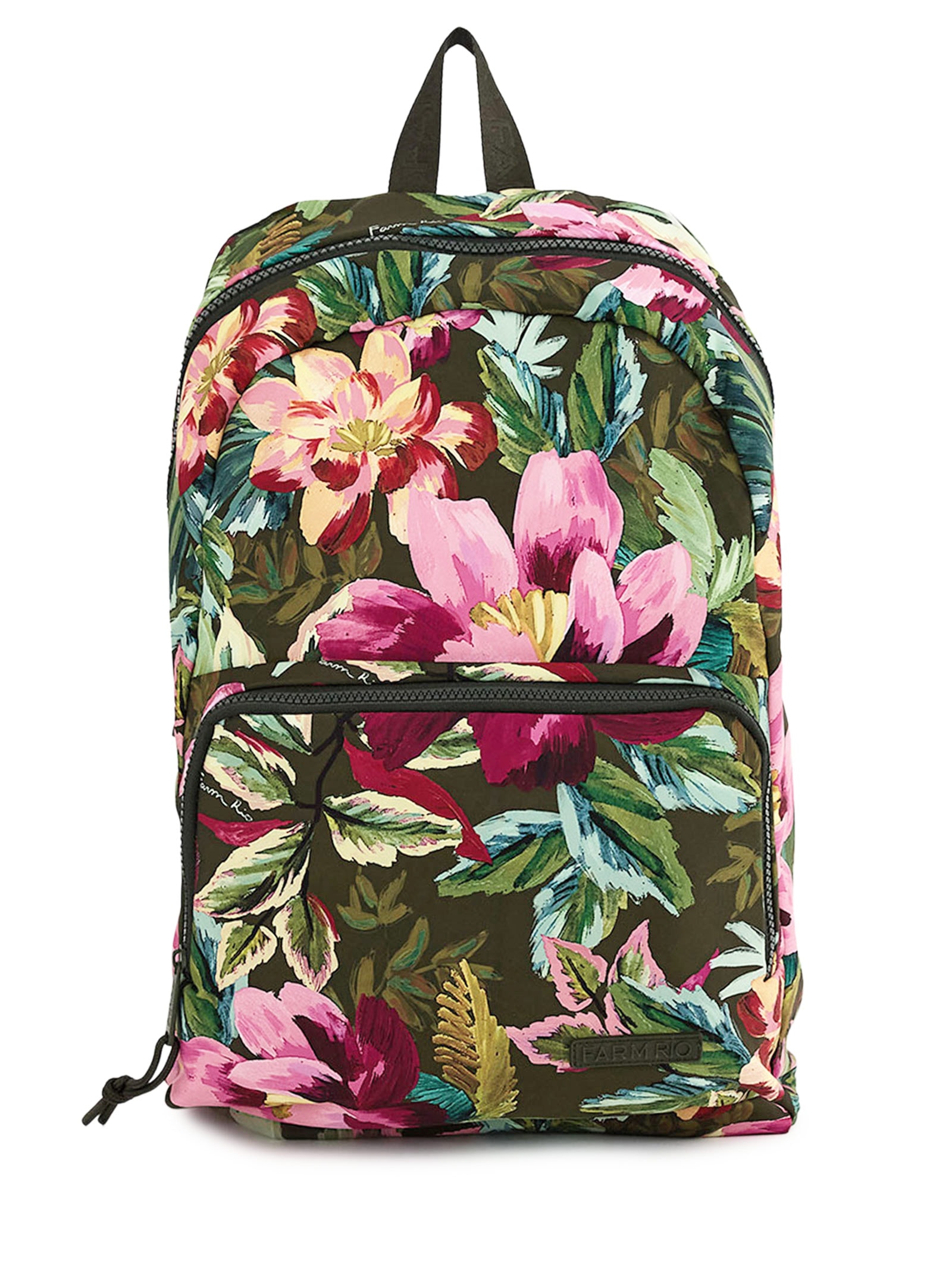 Mochila Feminina  Xodó Dupla Face Painted Flowers Verde Farm Etc